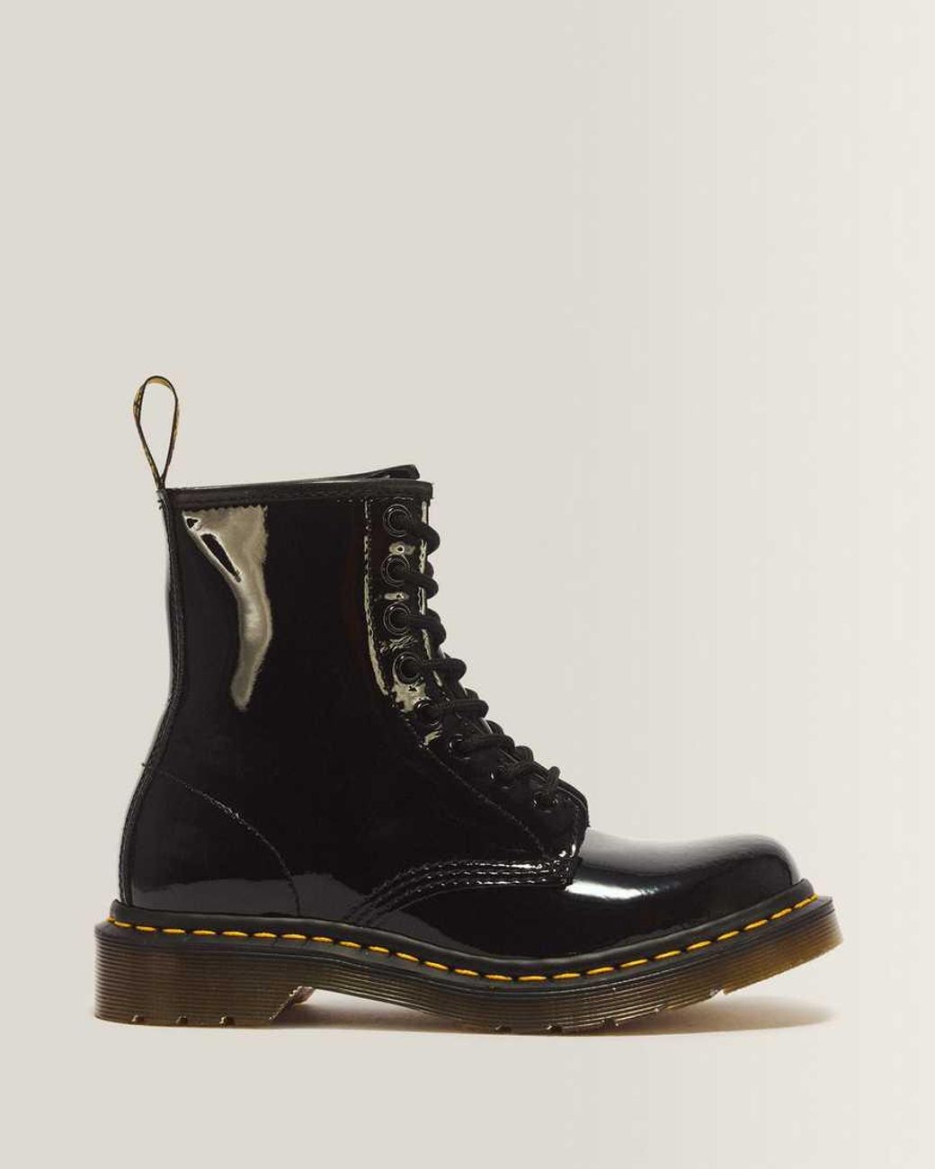 Dr. Martens 1460 Patent Leather Lace Up Boots In Black Lucido/patent Lamper
