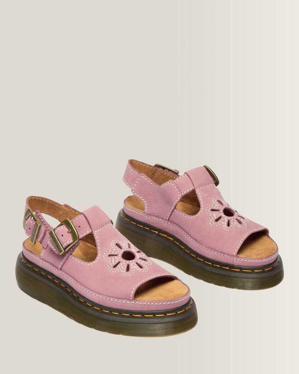 Dr. Martens Pink Dunnet Flower Nubuck Platform Sandals
