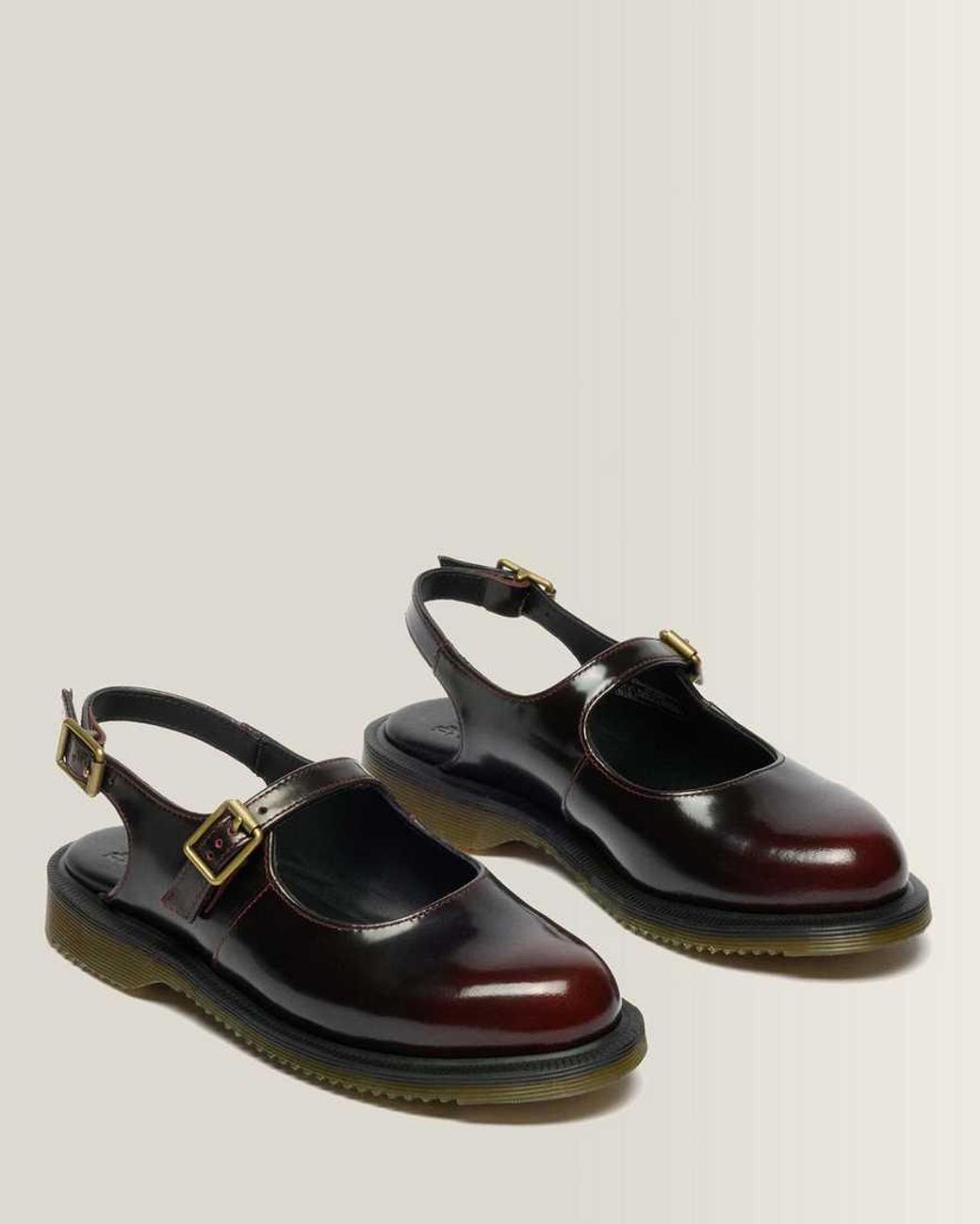 Dr. Martens Black Madaline Mary Jane Rub Off Leather Sling Back Shoes