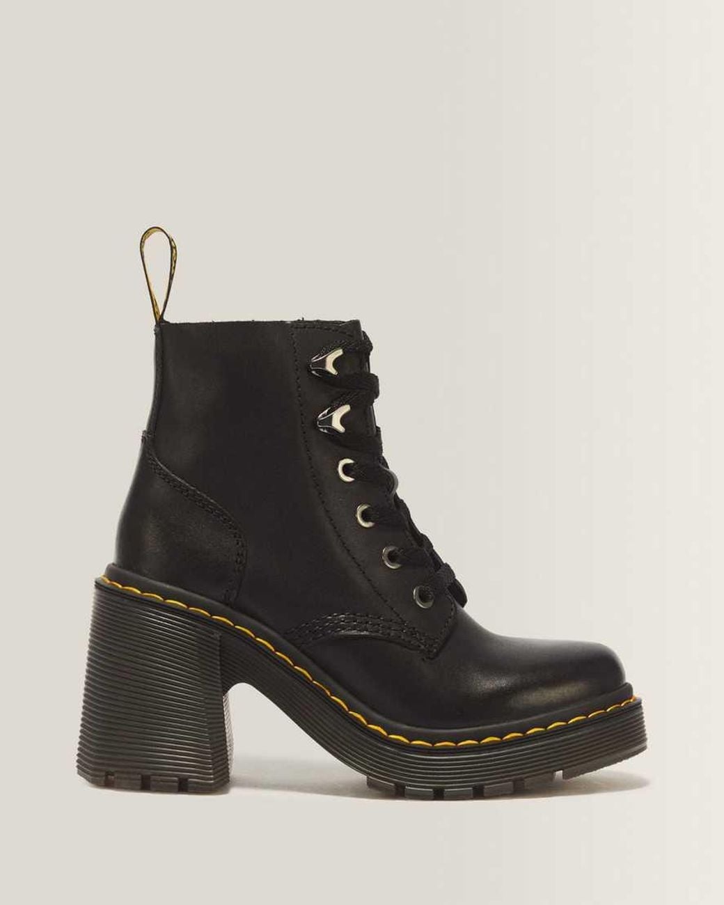 Dr. Martens Black Jesy Sendal Leather Heels Boots