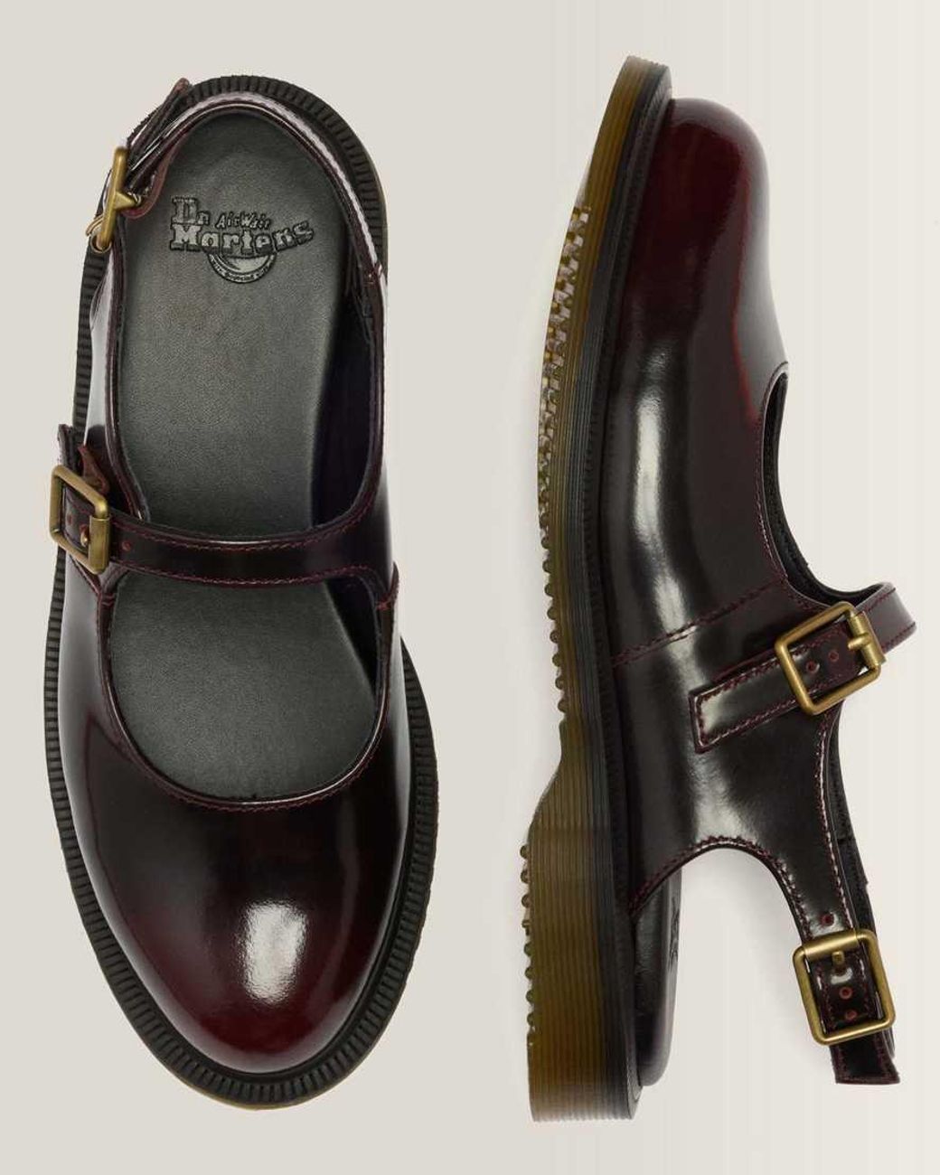 Dr. Martens Black Madaline Mary Jane Rub Off Leather Sling Back Shoes