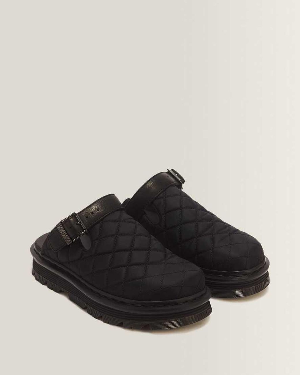 Dr. Martens Black Zebzag Quilted Canvas Platform Mules for men