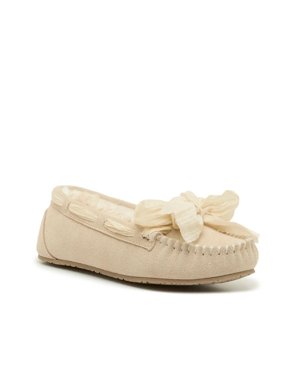 Minnetonka Natural Bow Trapper Slipper