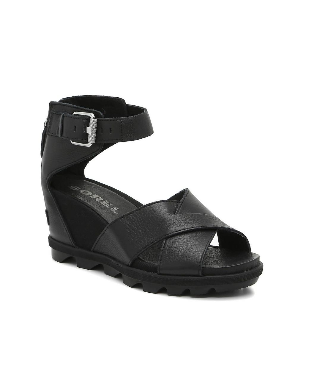 Sorel Leather Joanie Ii Wedge Sandal in Black - Lyst