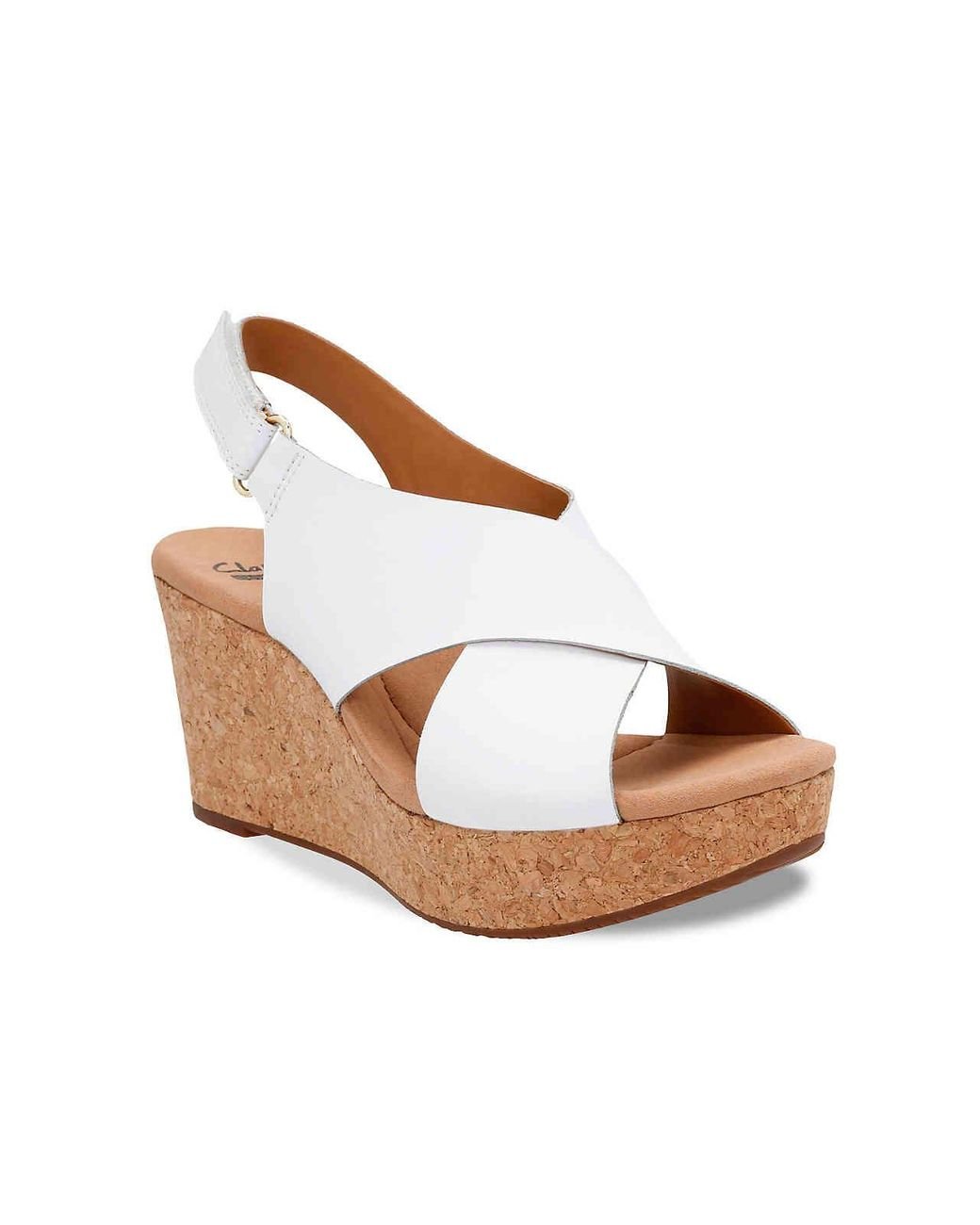 Clarks Rubber Annadel Eirwyn Wedge Sandal in White | Lyst