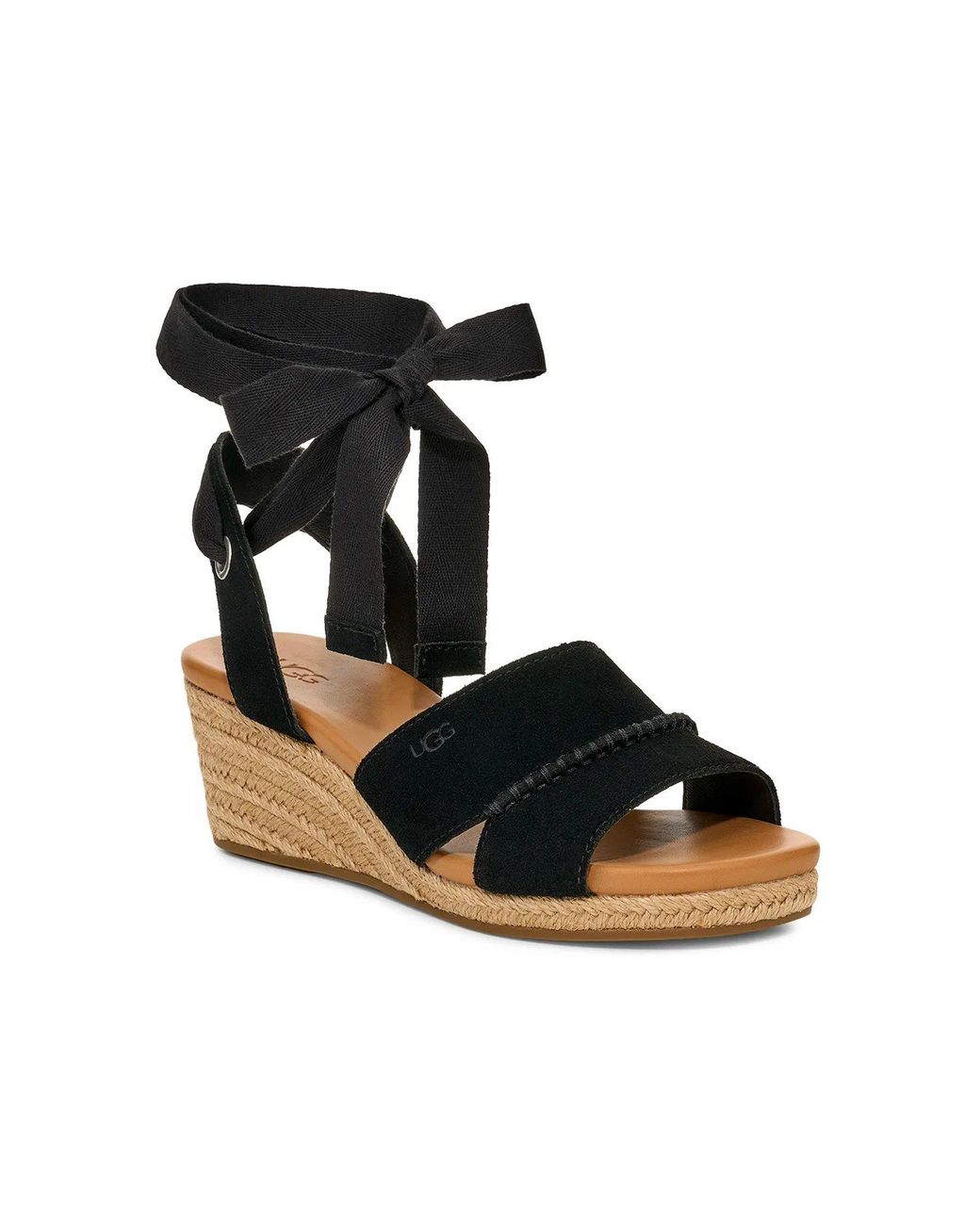 UGG Taia Ankle Tie Wedge Sandal in Black | Lyst UGG Taia Ankle Tie Wedge Sandal in Black | Lyst