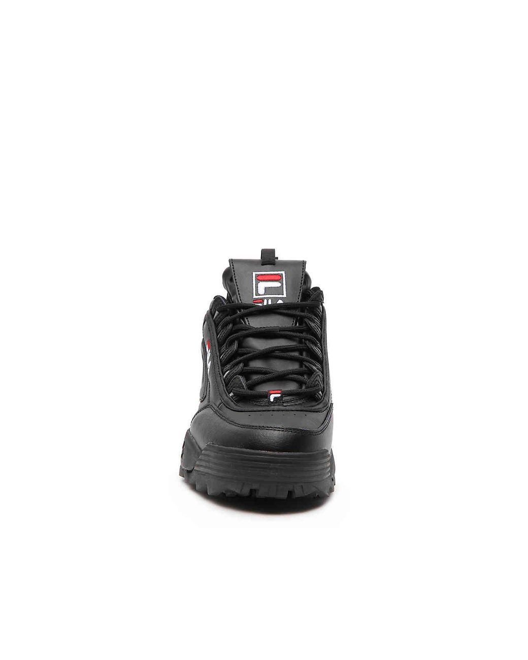 Fila Leather Disruptor Ii Premium Trainers in Black/White/Red (Black) | Lyst