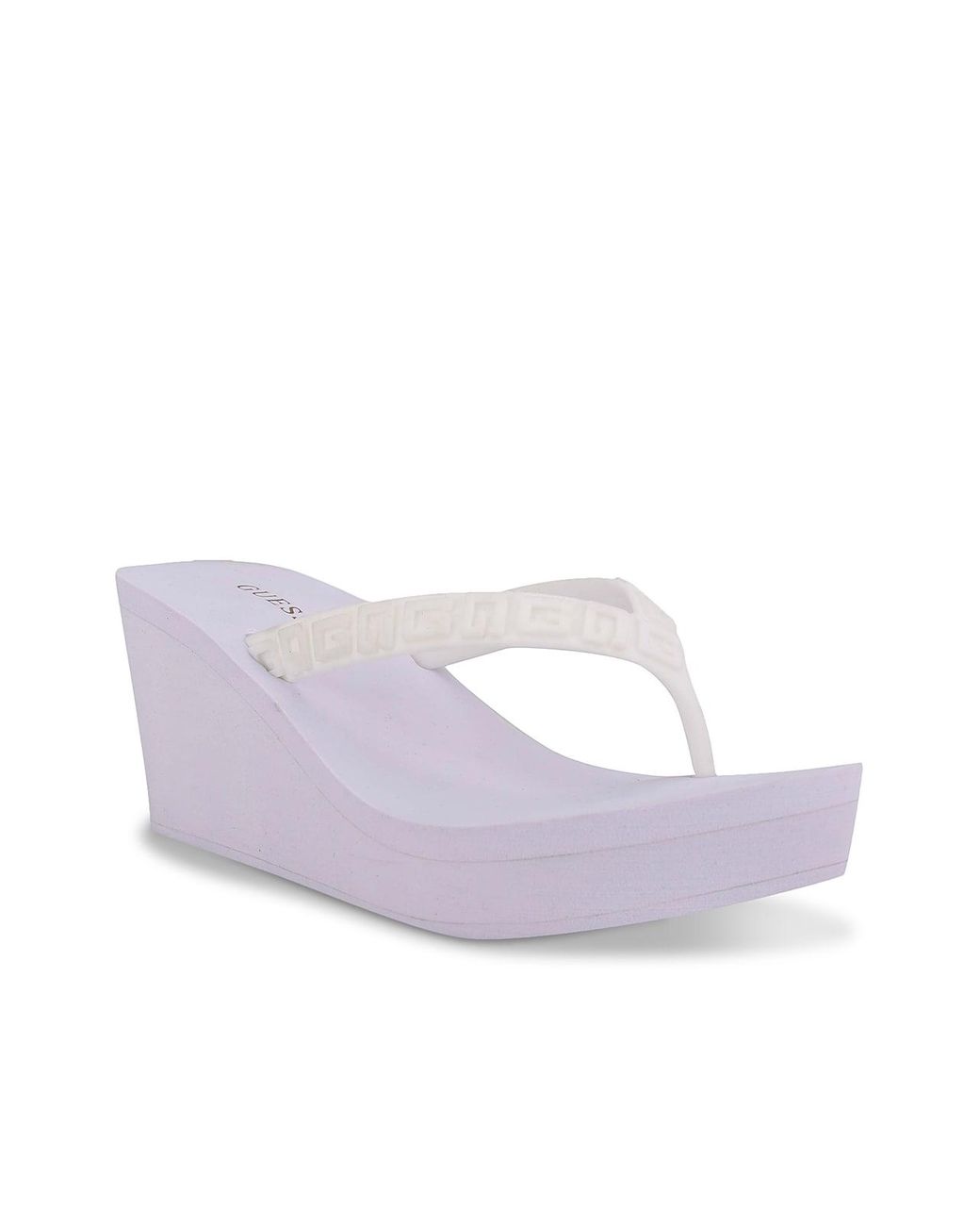 Guess Synthetic Surri Wedge Flip Flop in White | Lyst