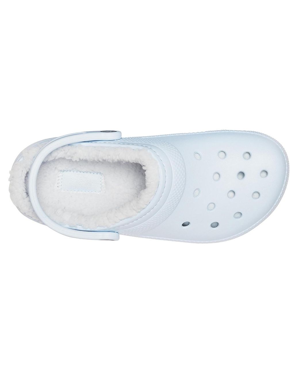 fuzzy crocs mineral blue