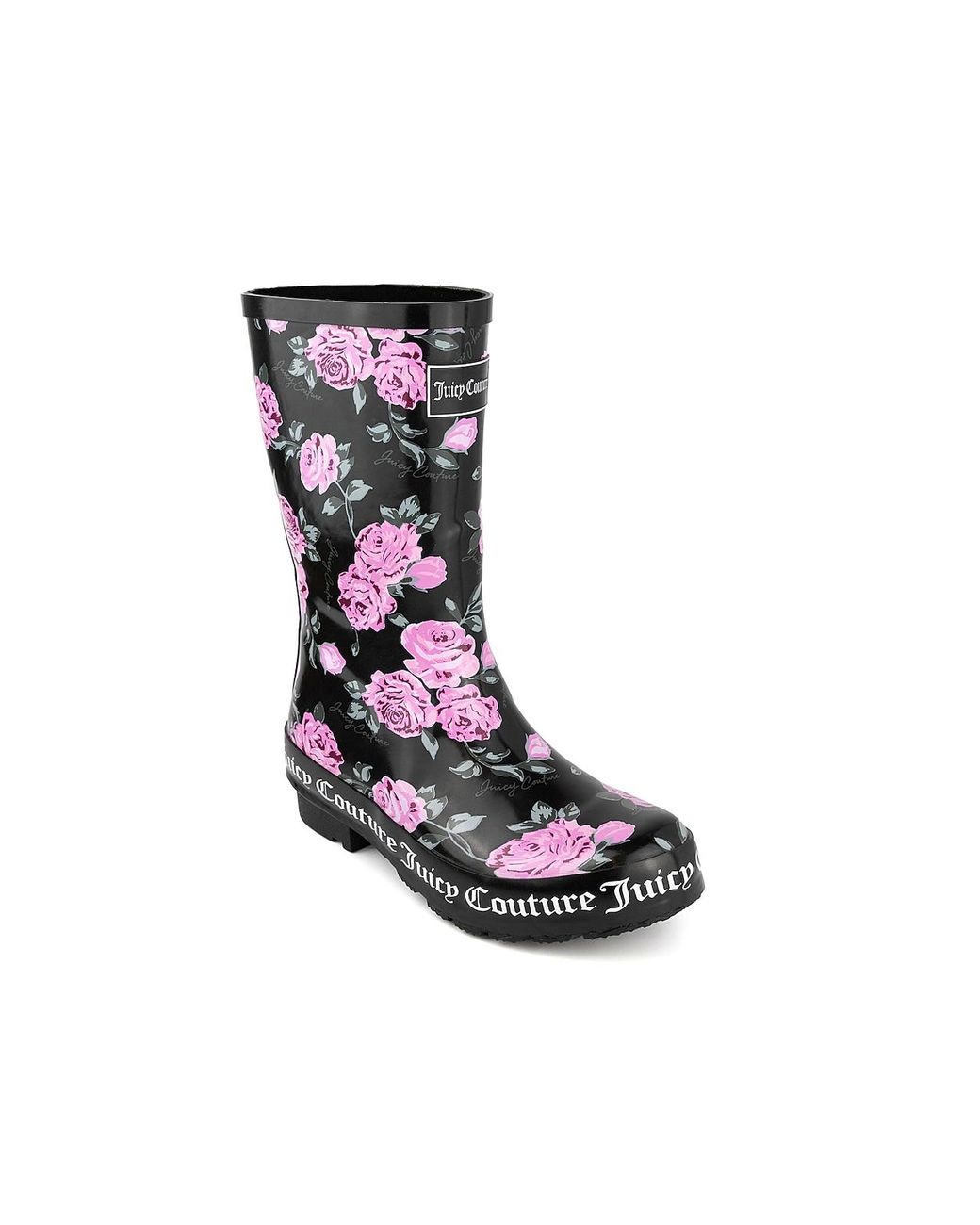 Juicy Couture Rubber Totally Rain Boot in Black/Pink Floral (Black) Lyst