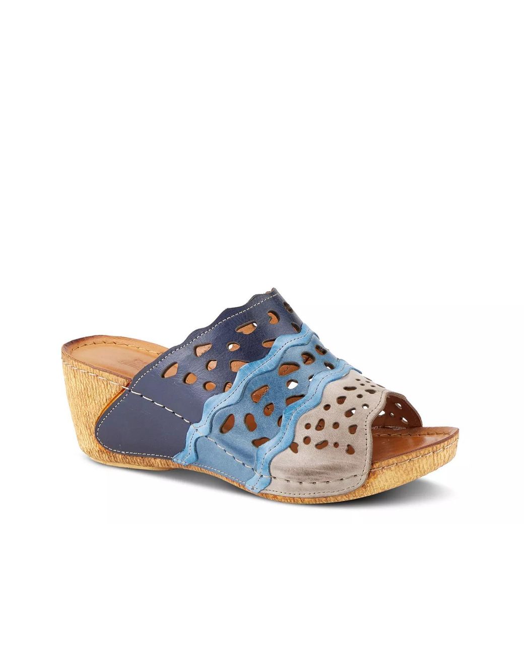 Spring Step Blue Footy Wedge Sandal