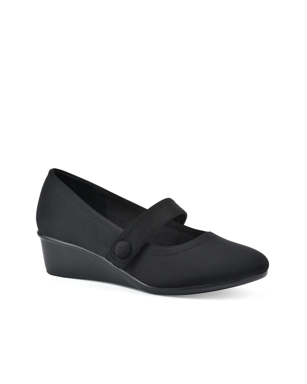 White Mountain Black Wide Width Brightly Wedge Pump