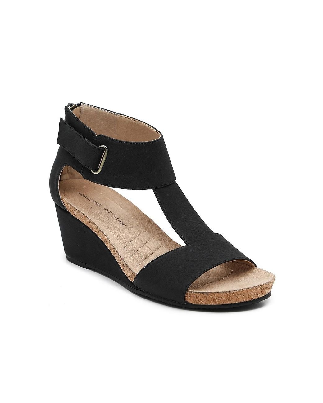 Adrienne Vittadini Trellis Wedge Sandal in Black | Lyst