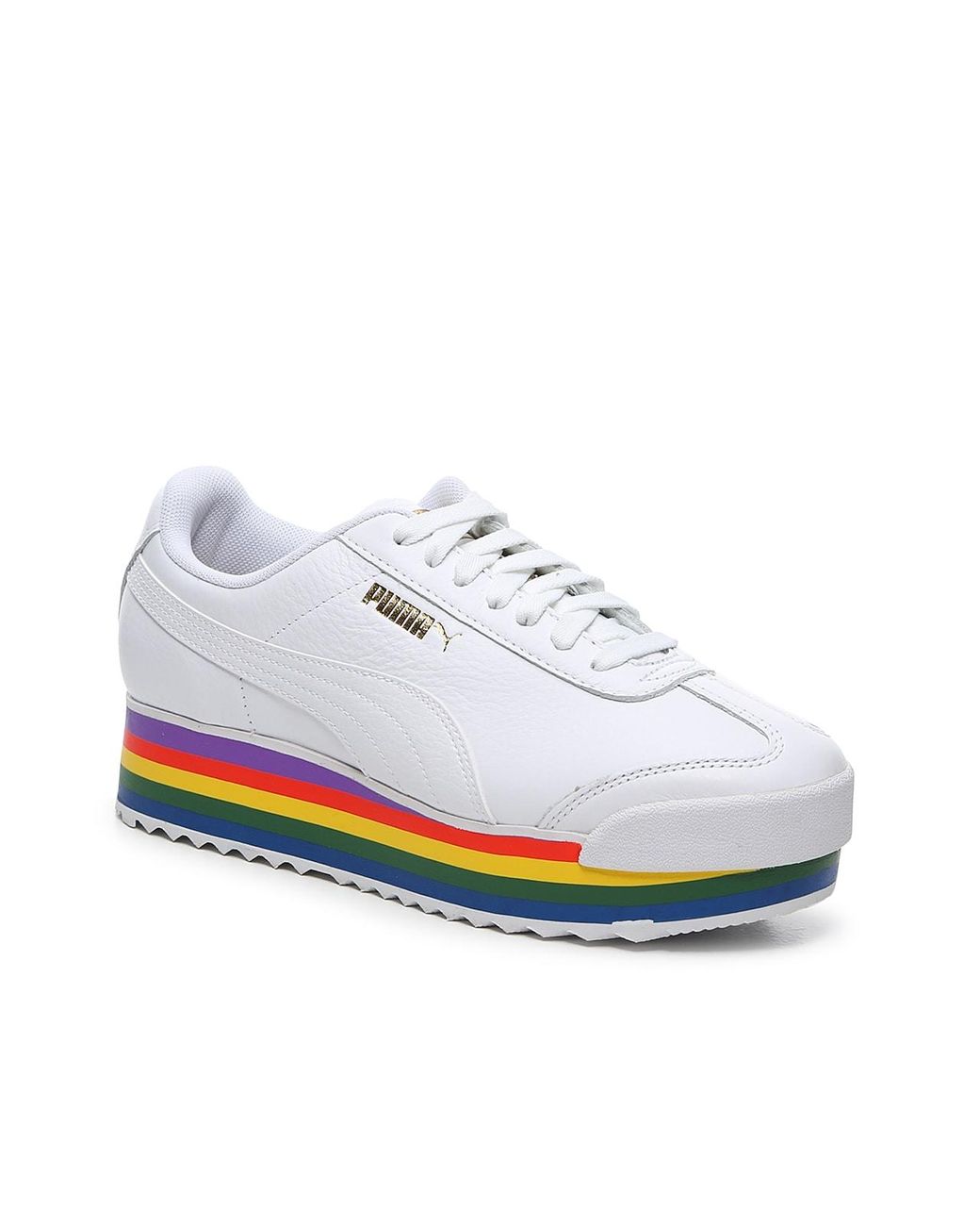 PUMA Leather Roma Amor Rainbow Platform Casual Sneakers From Finish