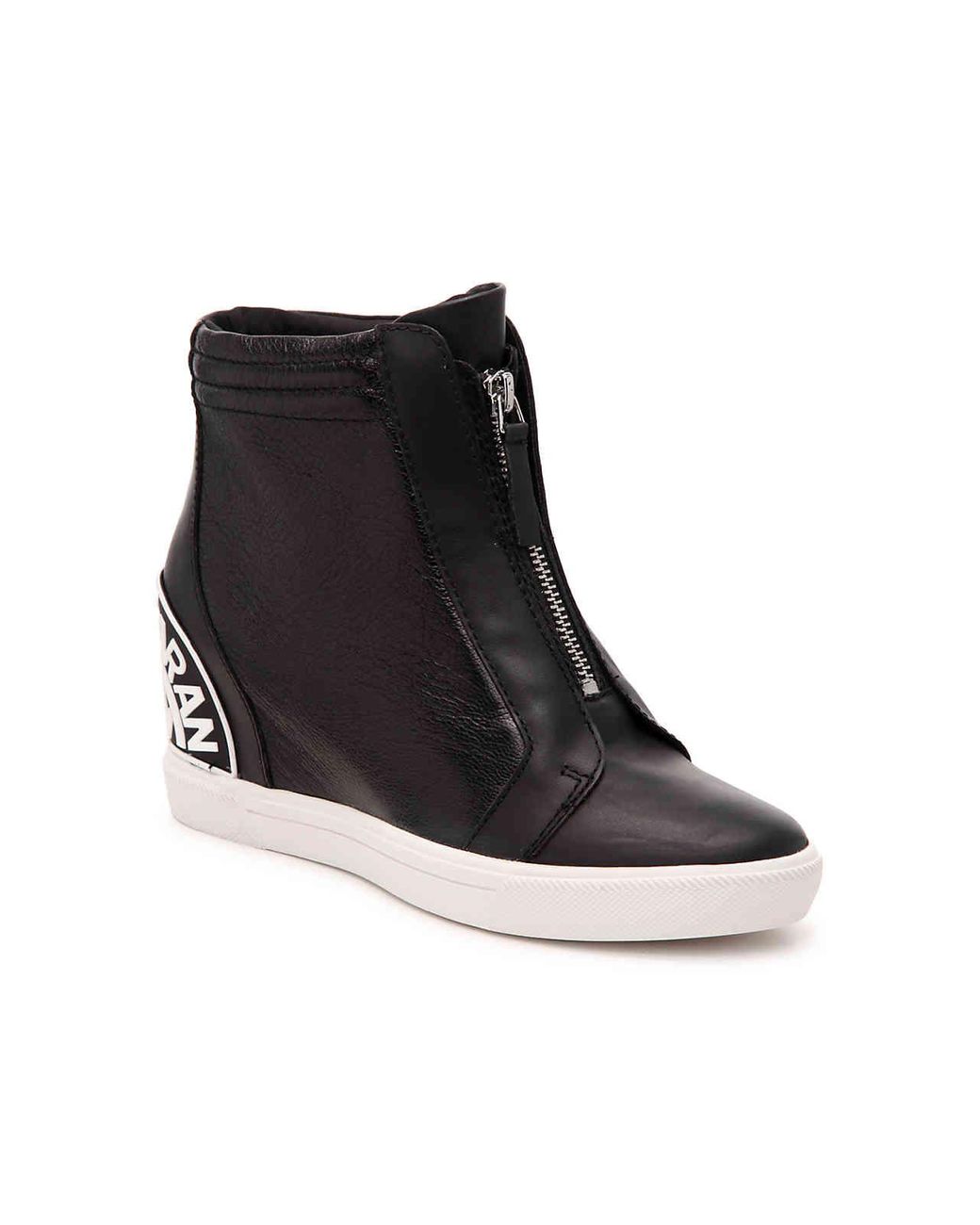 DKNY Leather Connie Wedge High-top Sneaker in Black - Lyst