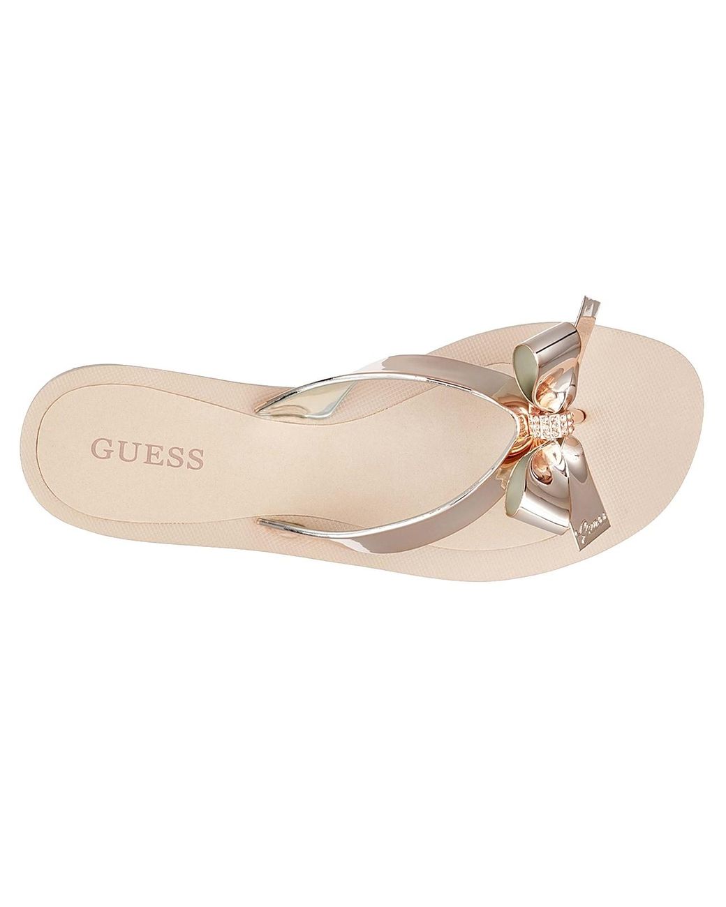 guess tutu bow flip flops rose gold