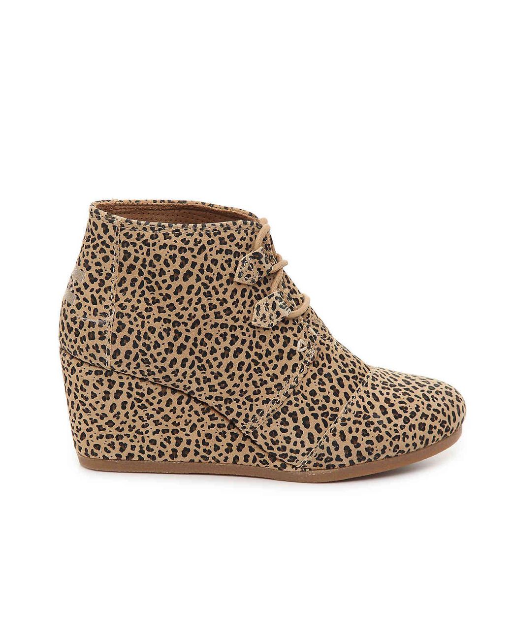 TOMS Suede Kala Wedge Bootie in Beige Cheetah Print (Natural) | Lyst