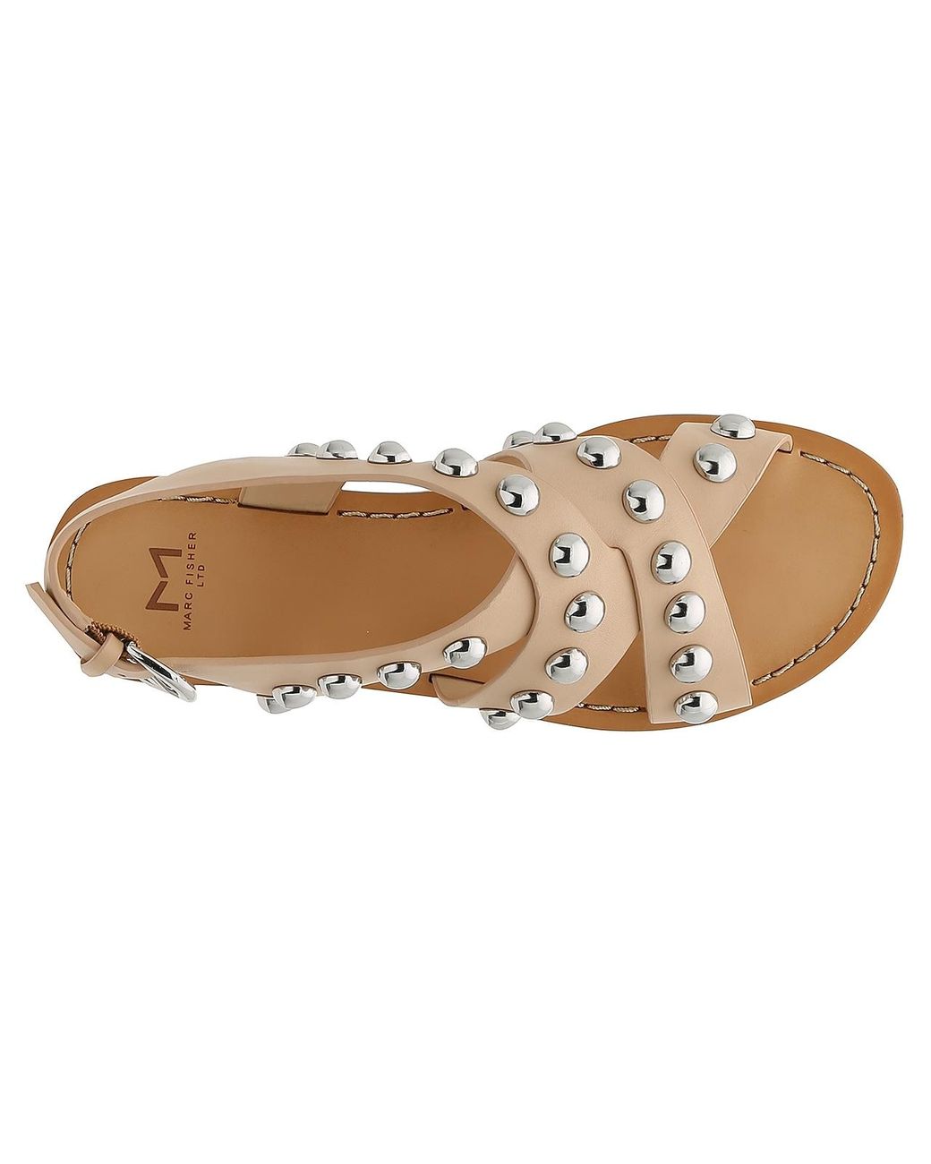 Marc Fisher Women s Prancer Studded Sandals in Natural Lyst