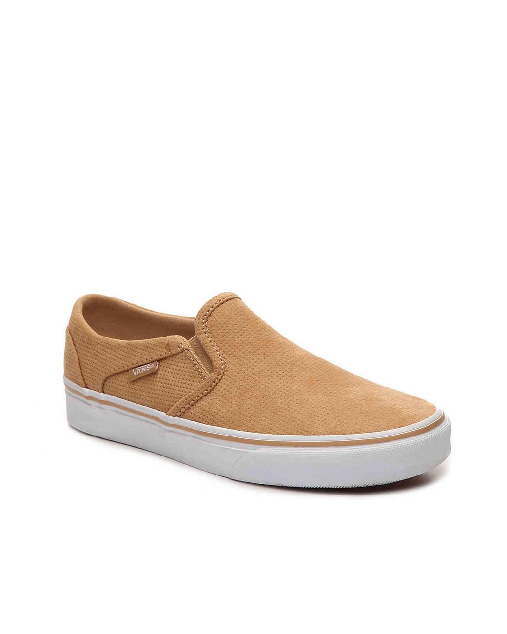 Vans Asher Perforated Slip-on Sneaker in Brown | Lyst