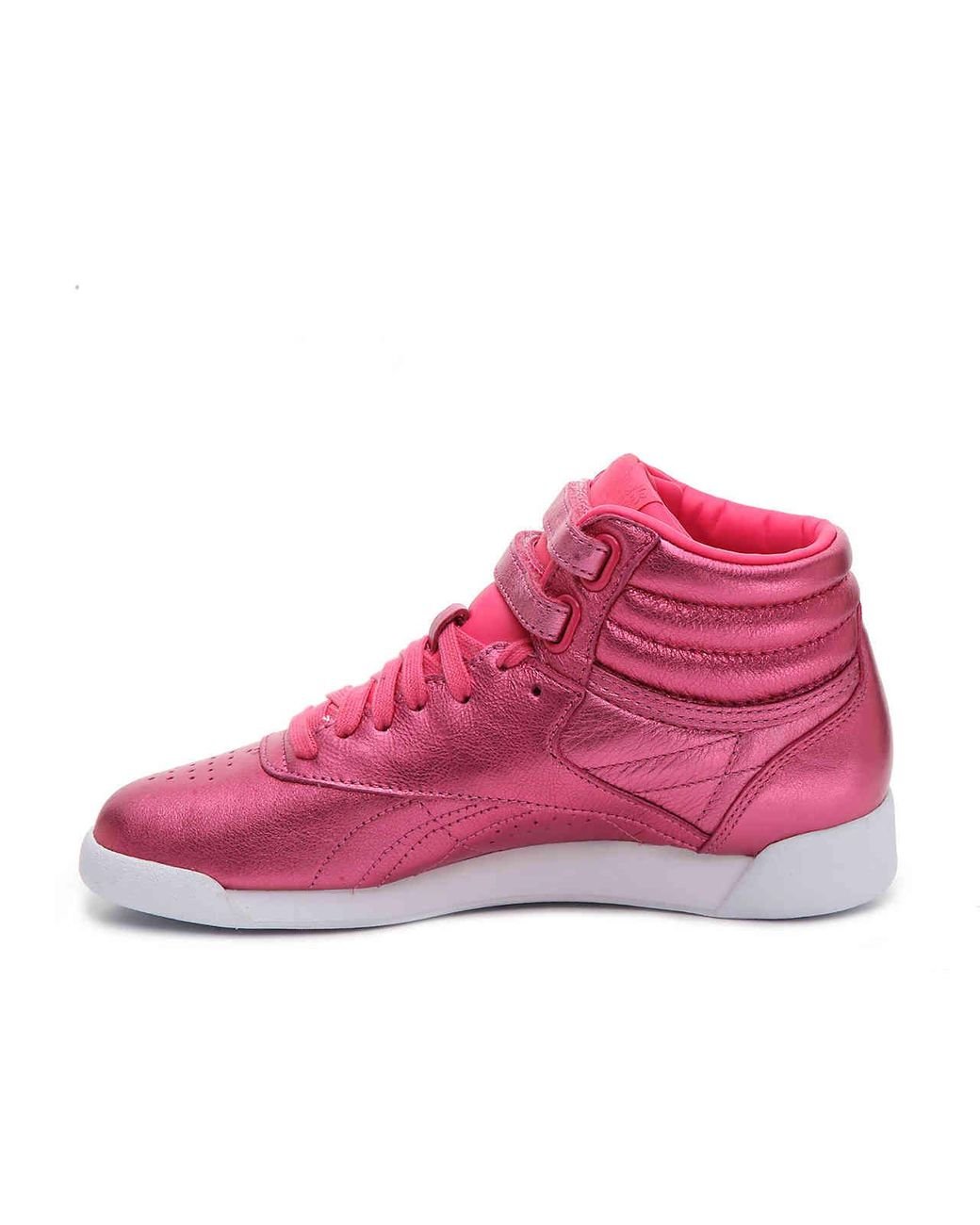 Reebok Metallic High-top Sneaker in Pink | Lyst