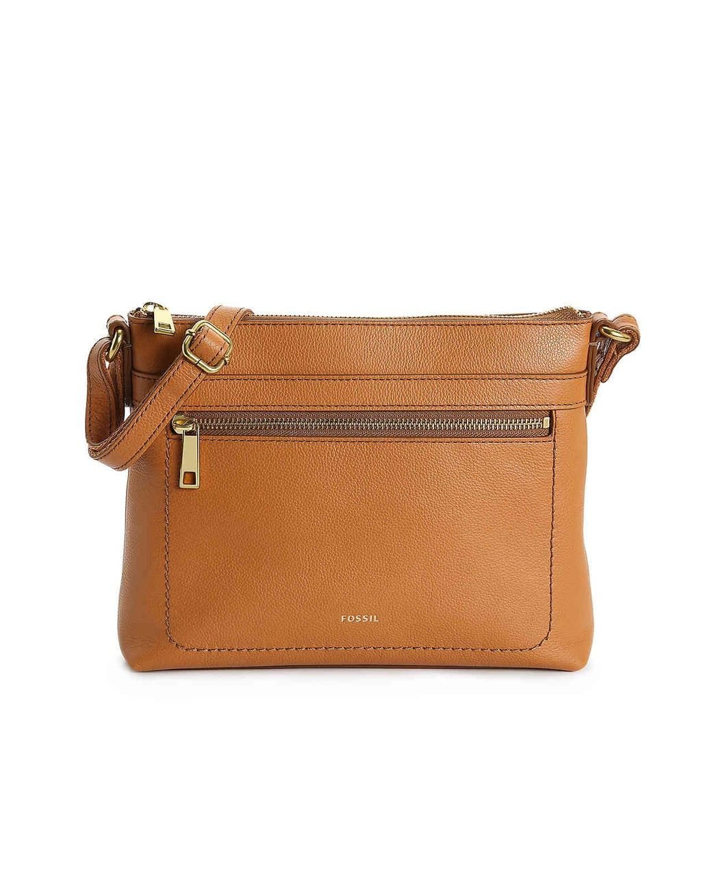 Fossil Evie Leather Crossbody Bag in Tan (Brown) - Lyst
