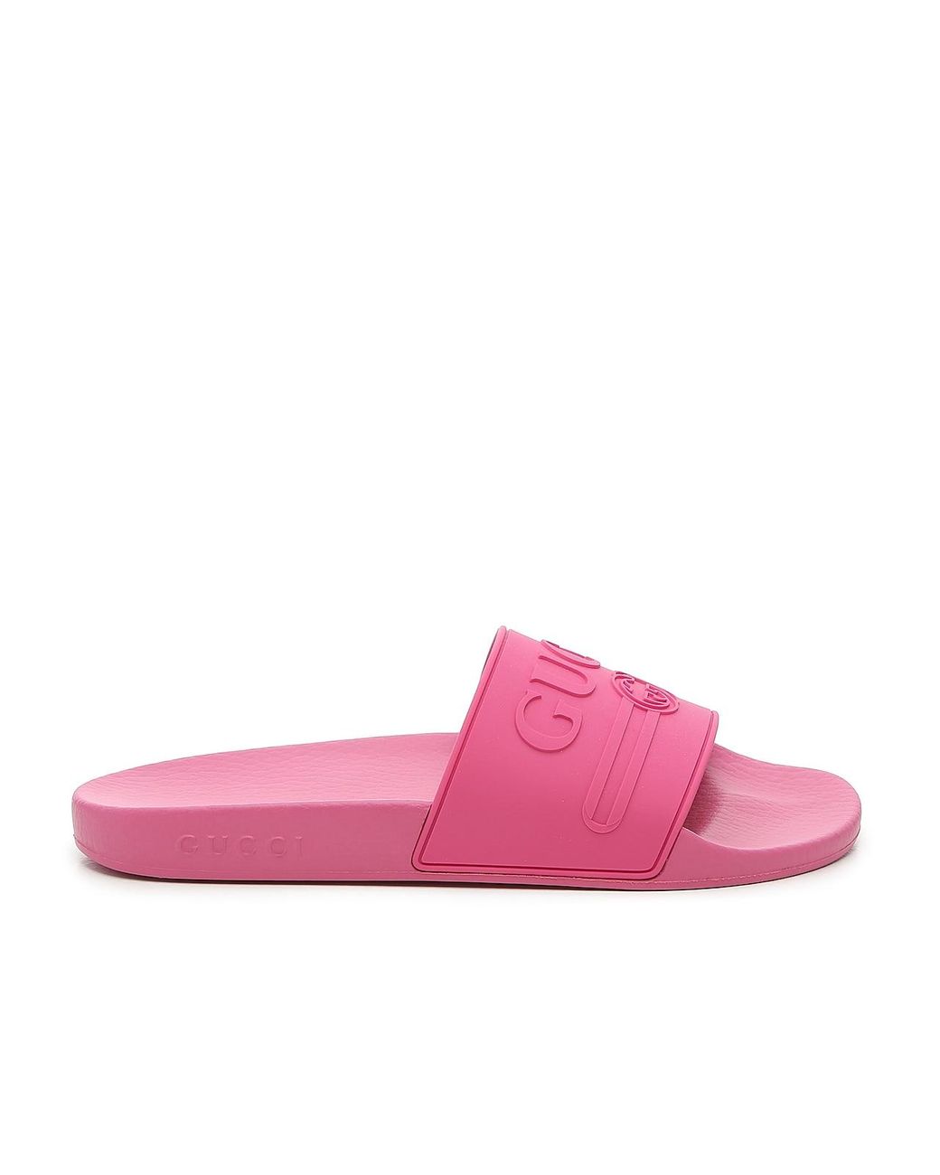 neon pink gucci slides