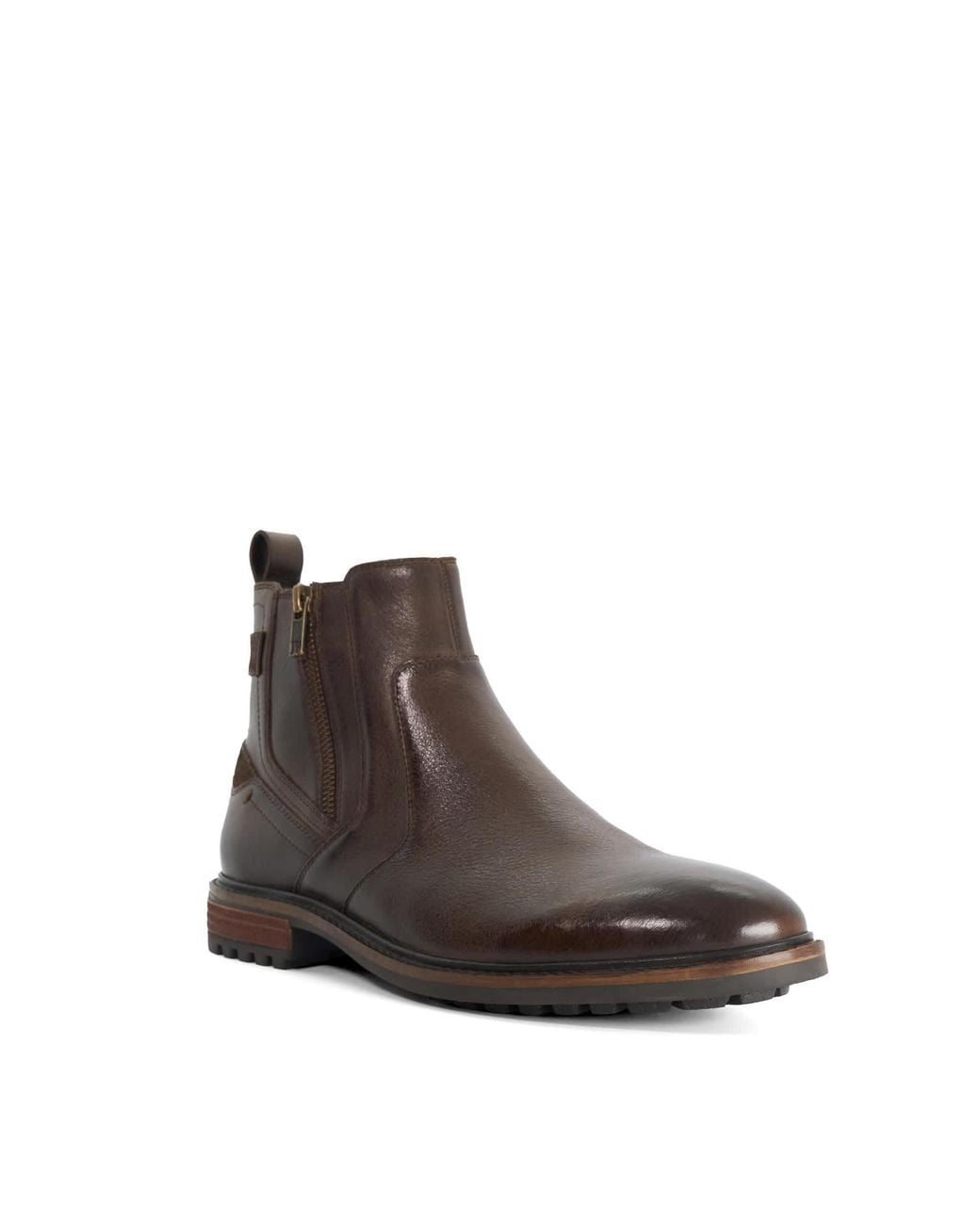 Dune Brown Scouter Zip-Detail Ankle Boots for men