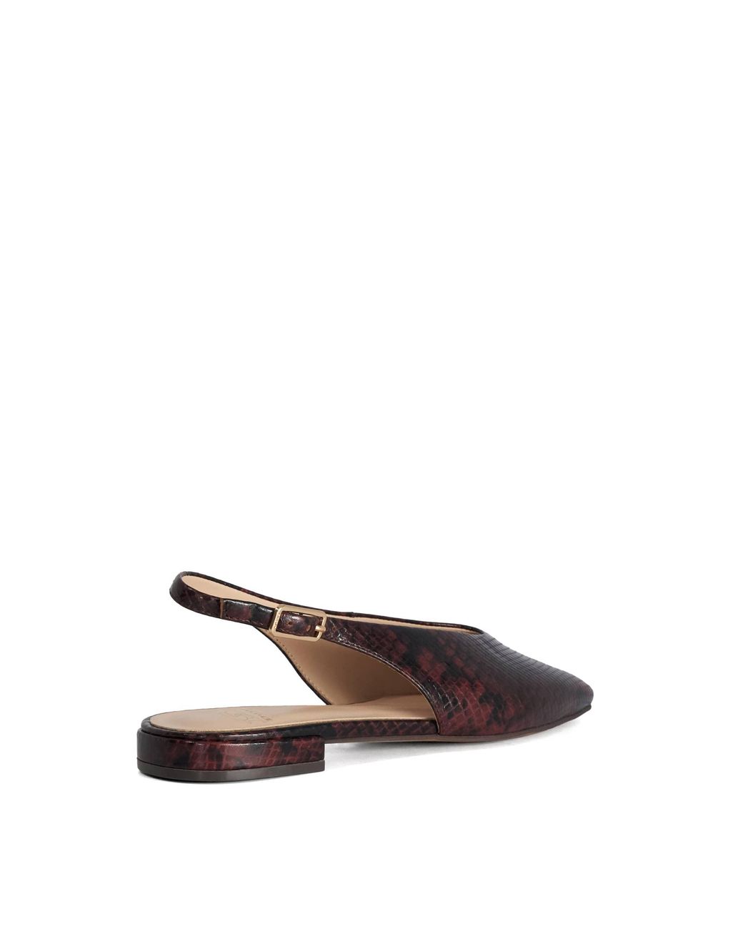 Dune Blue Heartbeat Leather Slingback Ballet Flats