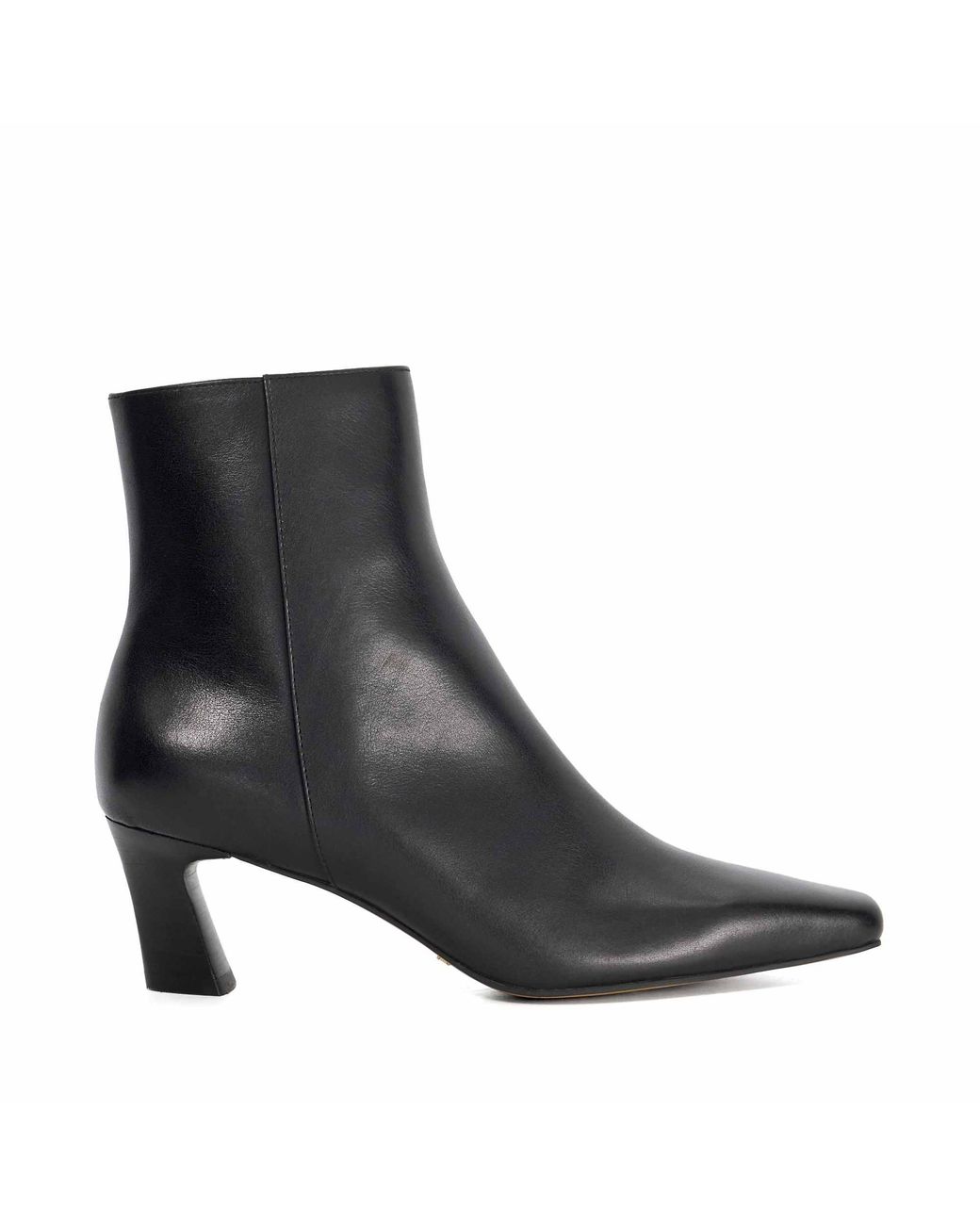 Dune Black Overly Leather Block Heel Ankle Boots