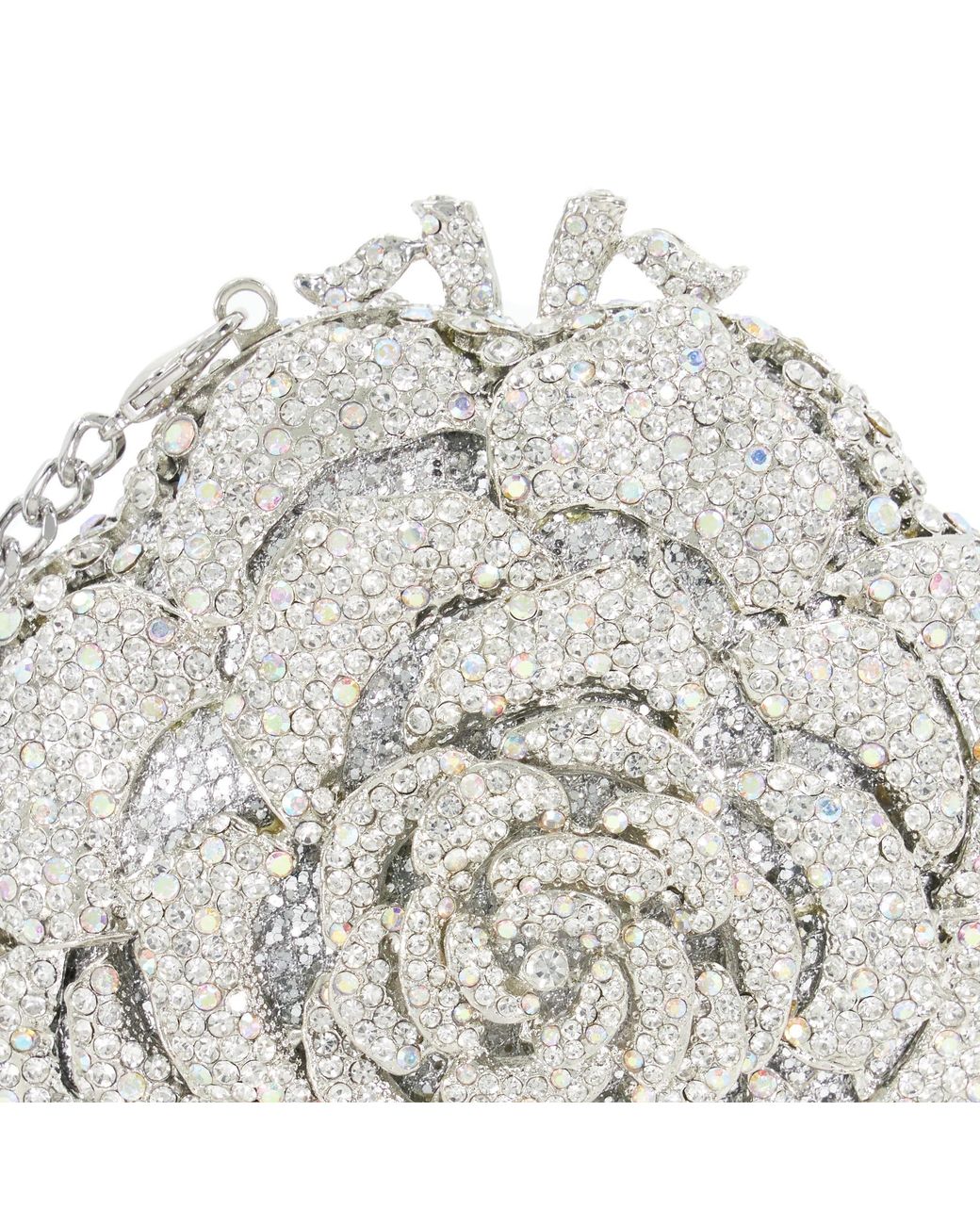 Dune White Bling Floral Diamante Embellished Clutch Bag
