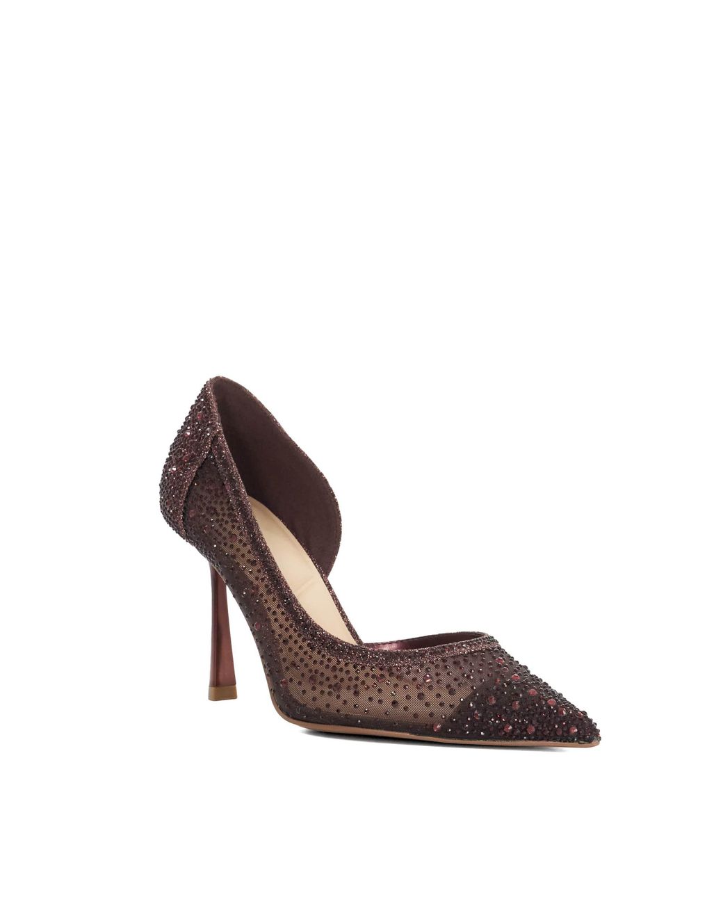 Dune Brown Cristelle Mesh Embellished Court Shoes