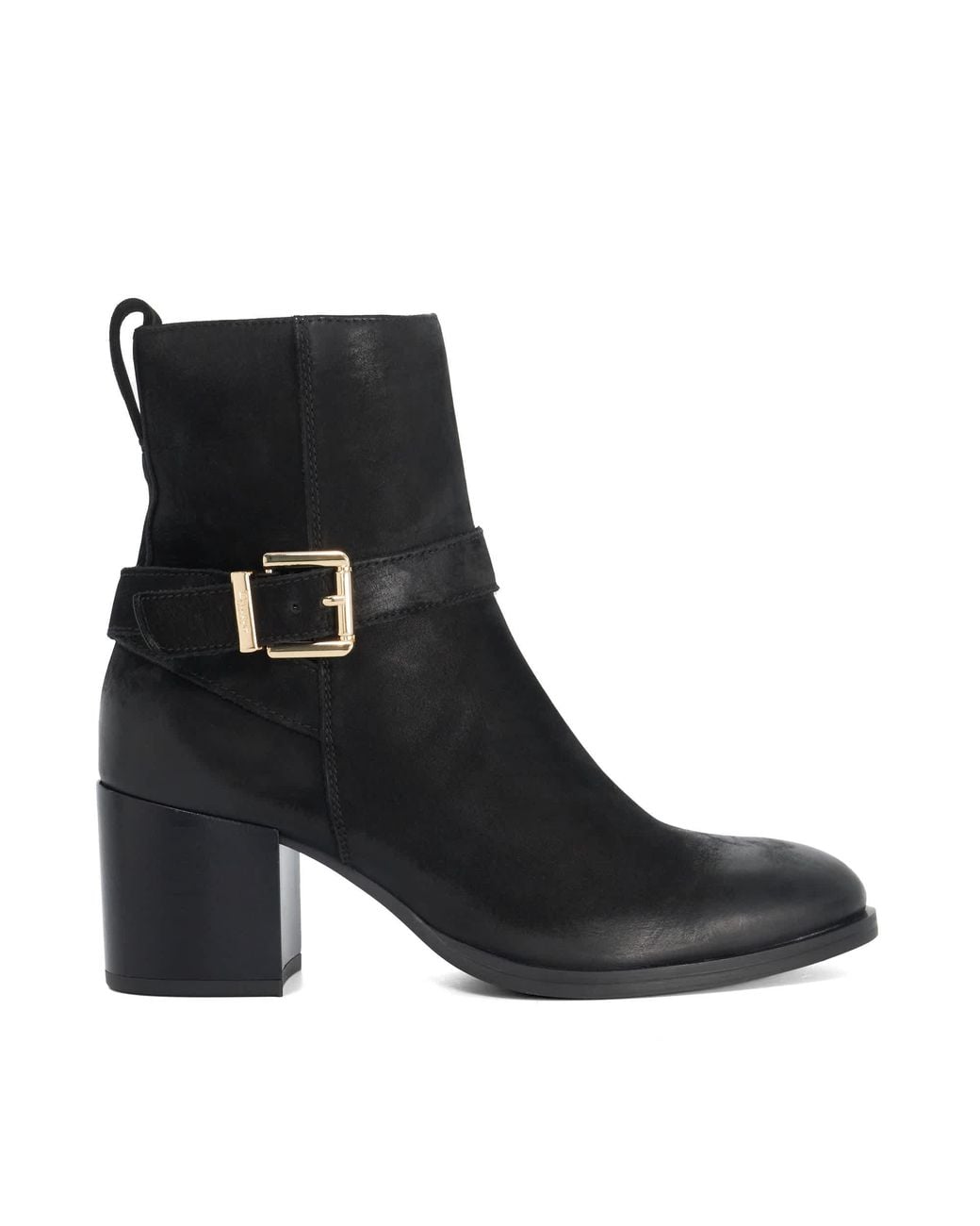 Dune Black Pommel Heeled Ankle Boots
