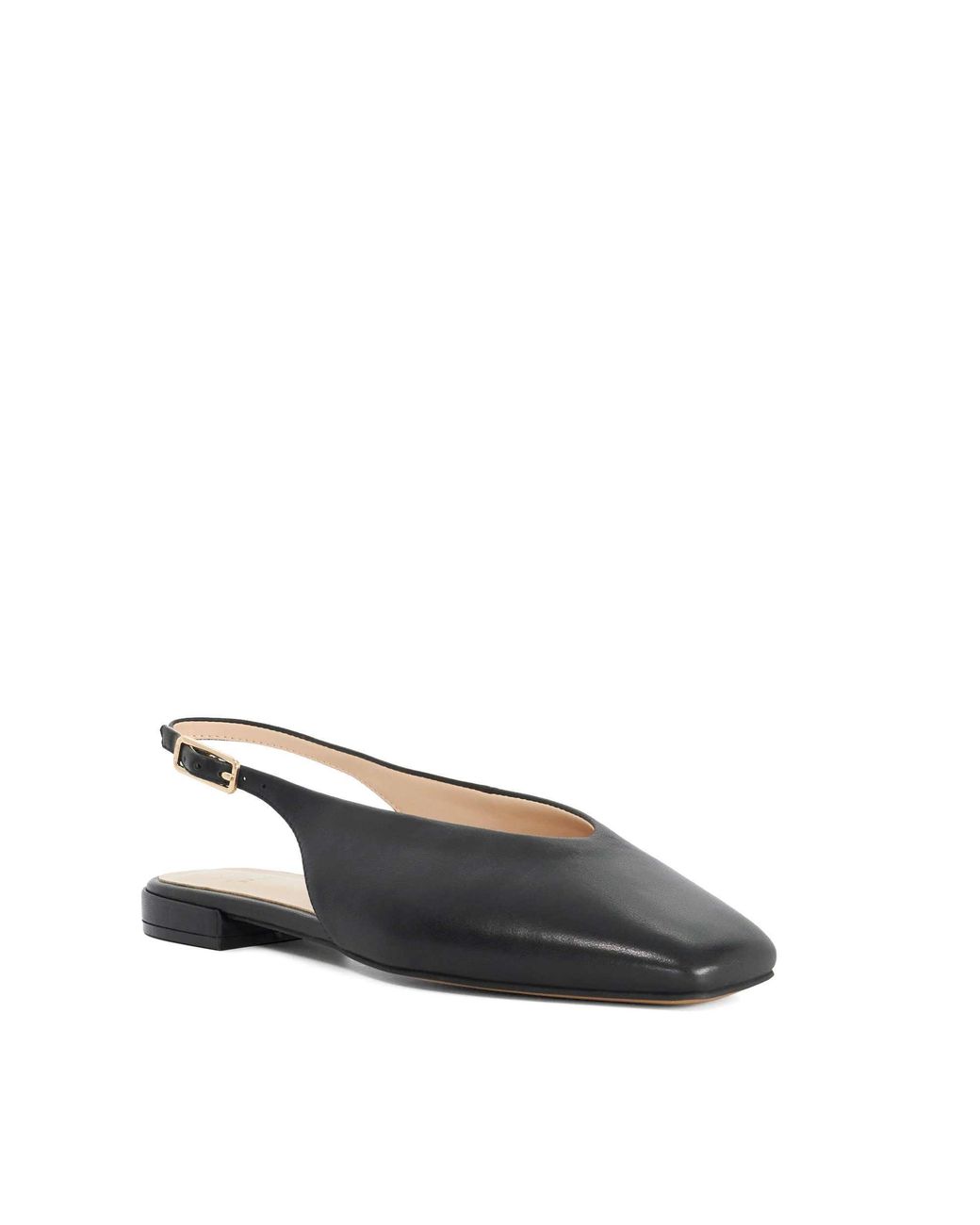 Dune Blue Heartbeat Leather Slingback Ballet Flats