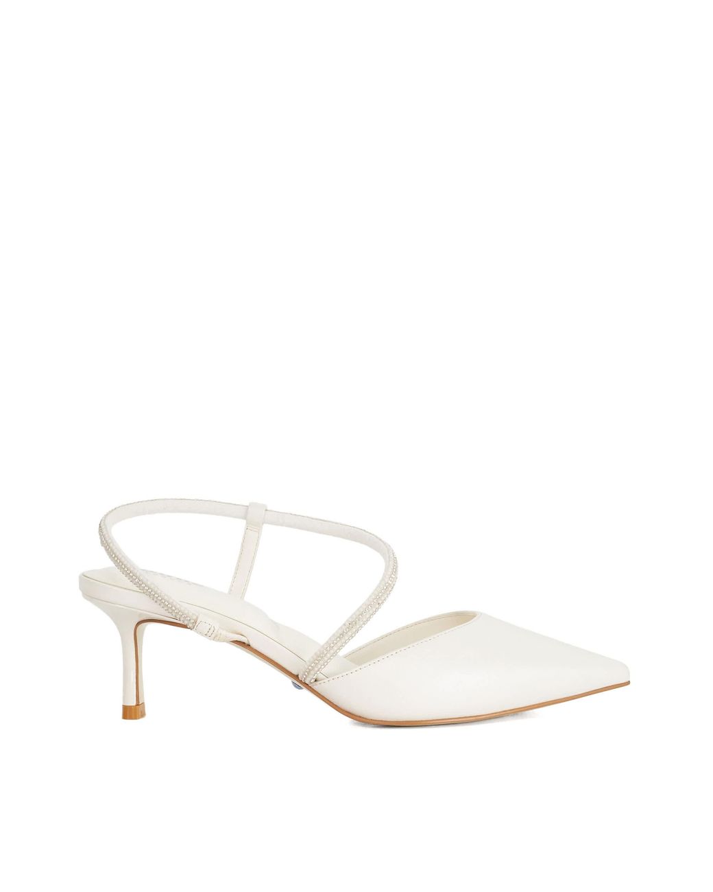 Dune White Ceremonial T-Bar Embellished Wedding Shoes
