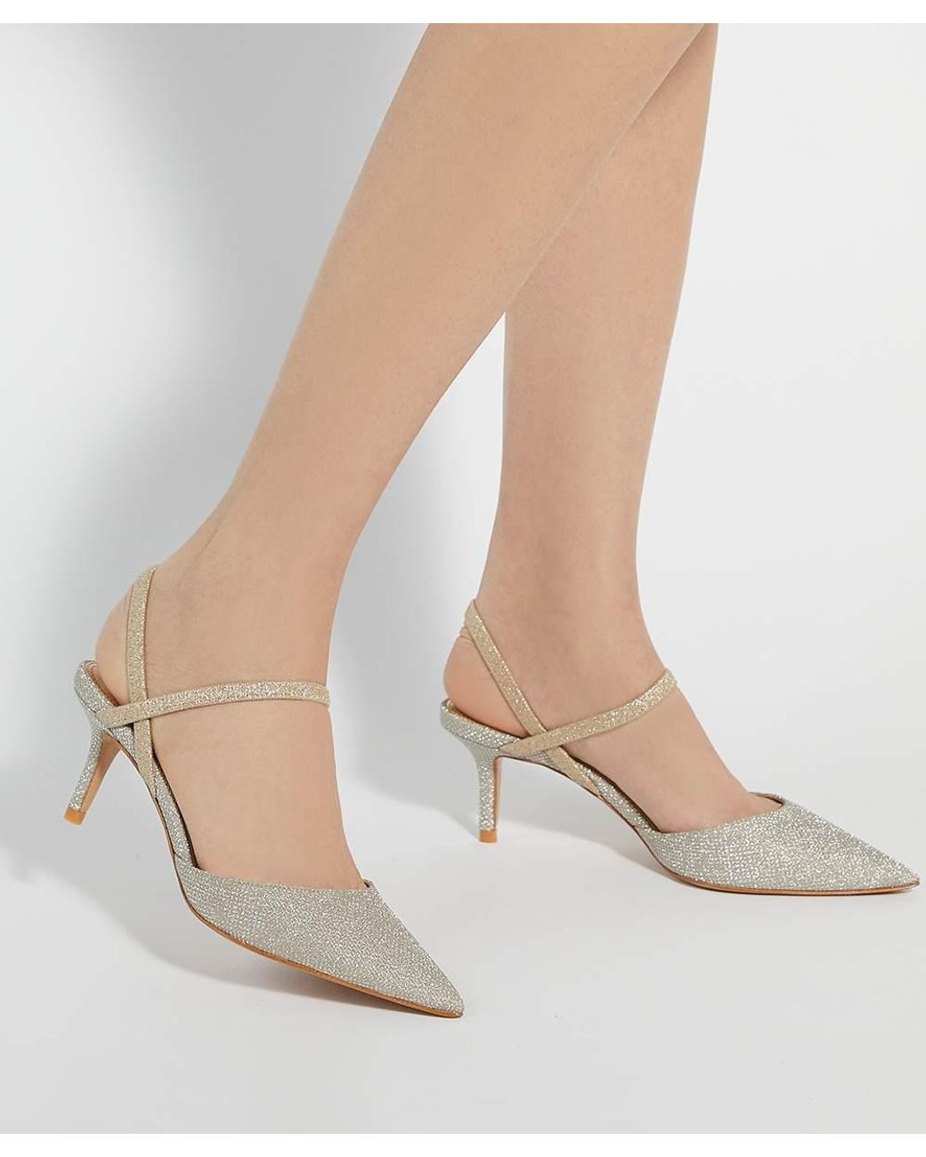 Dune White Classical Stiletto Heeled Courts