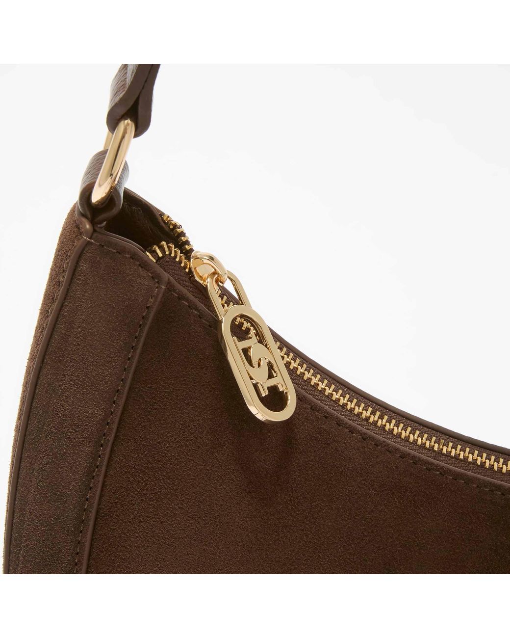 Dune Brown Direction Chain Detail Shoulder Bag