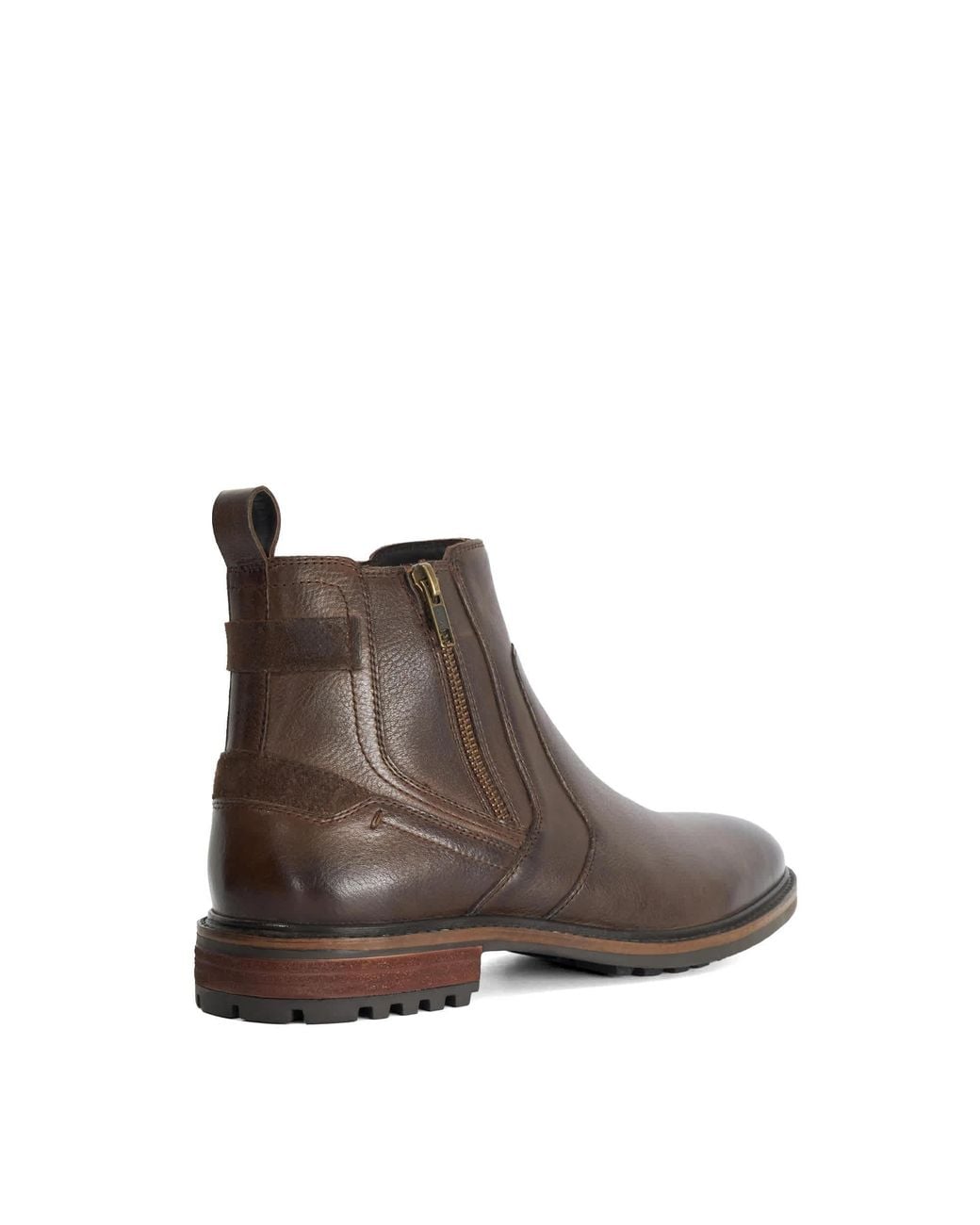Dune Brown Scouter Zip-Detail Ankle Boots for men