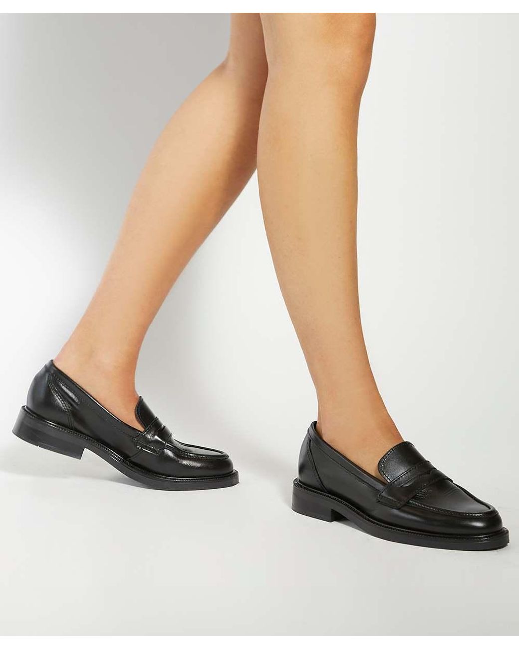 Dune Black Giya Leather Almond Toe Loafers
