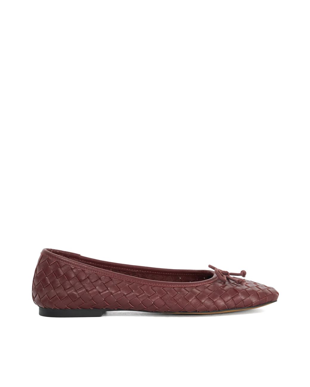 Dune Red Heat Woven Leather Bow Detail Ballet Pumps