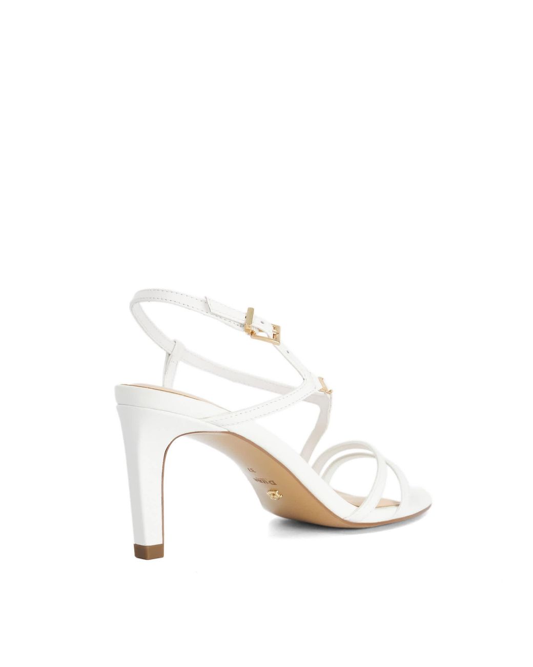 Dune White Maiple T Logo-Detail Heeled Sandals