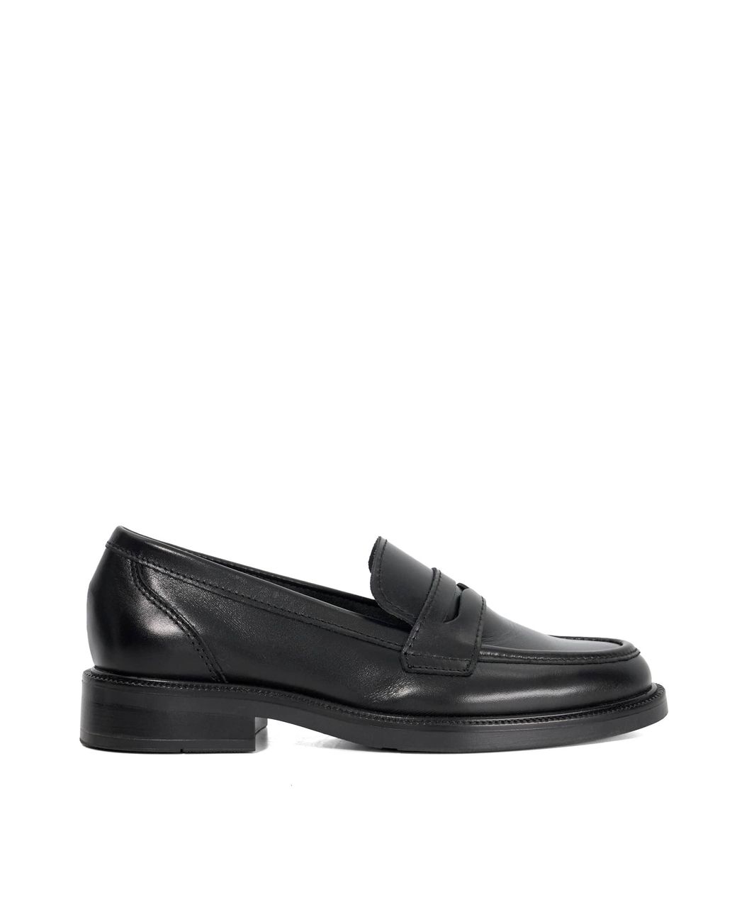 Dune Black Giya Leather Almond Toe Loafers