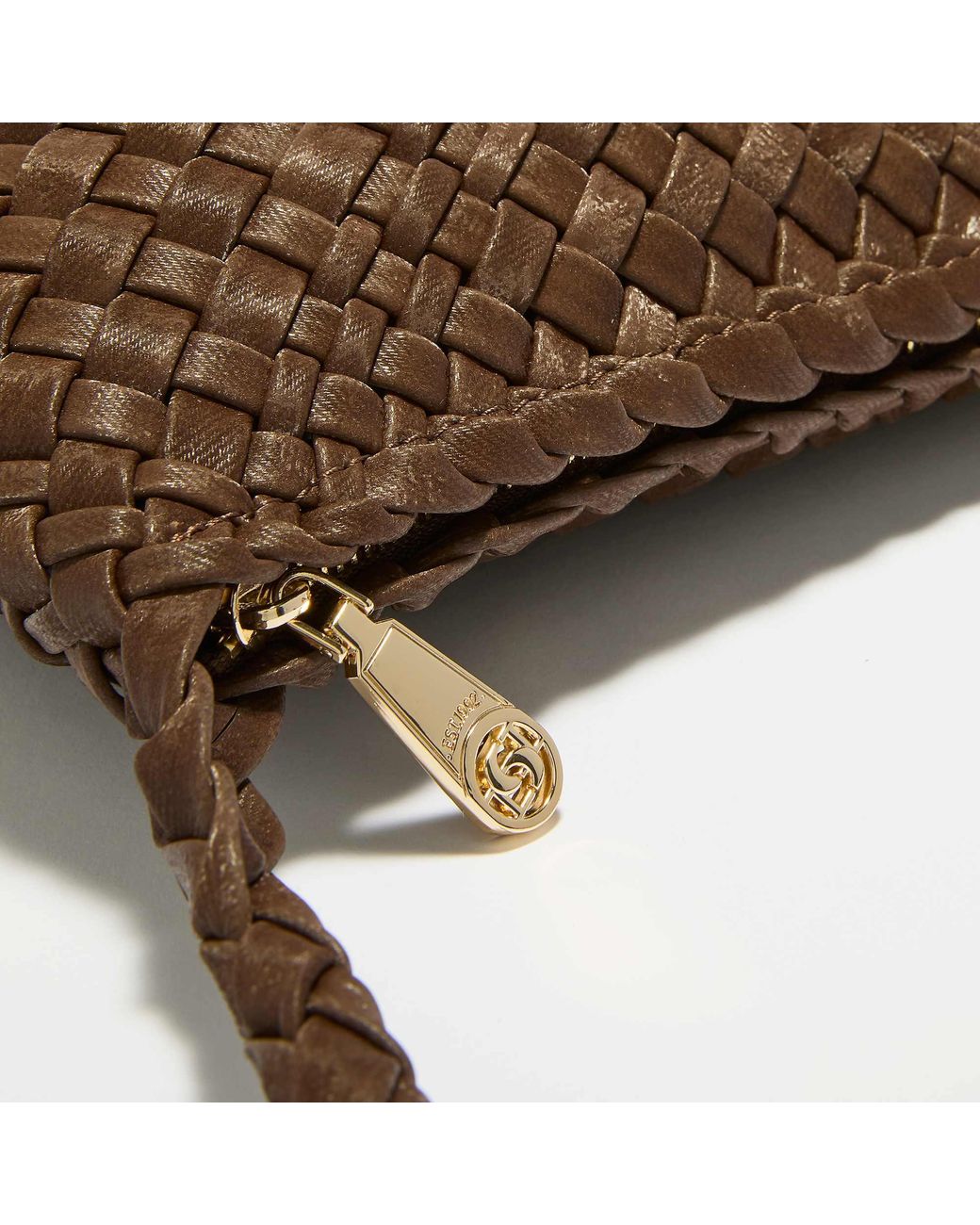 Dune Brown Deliberating Woven East-West Shoulder Bag