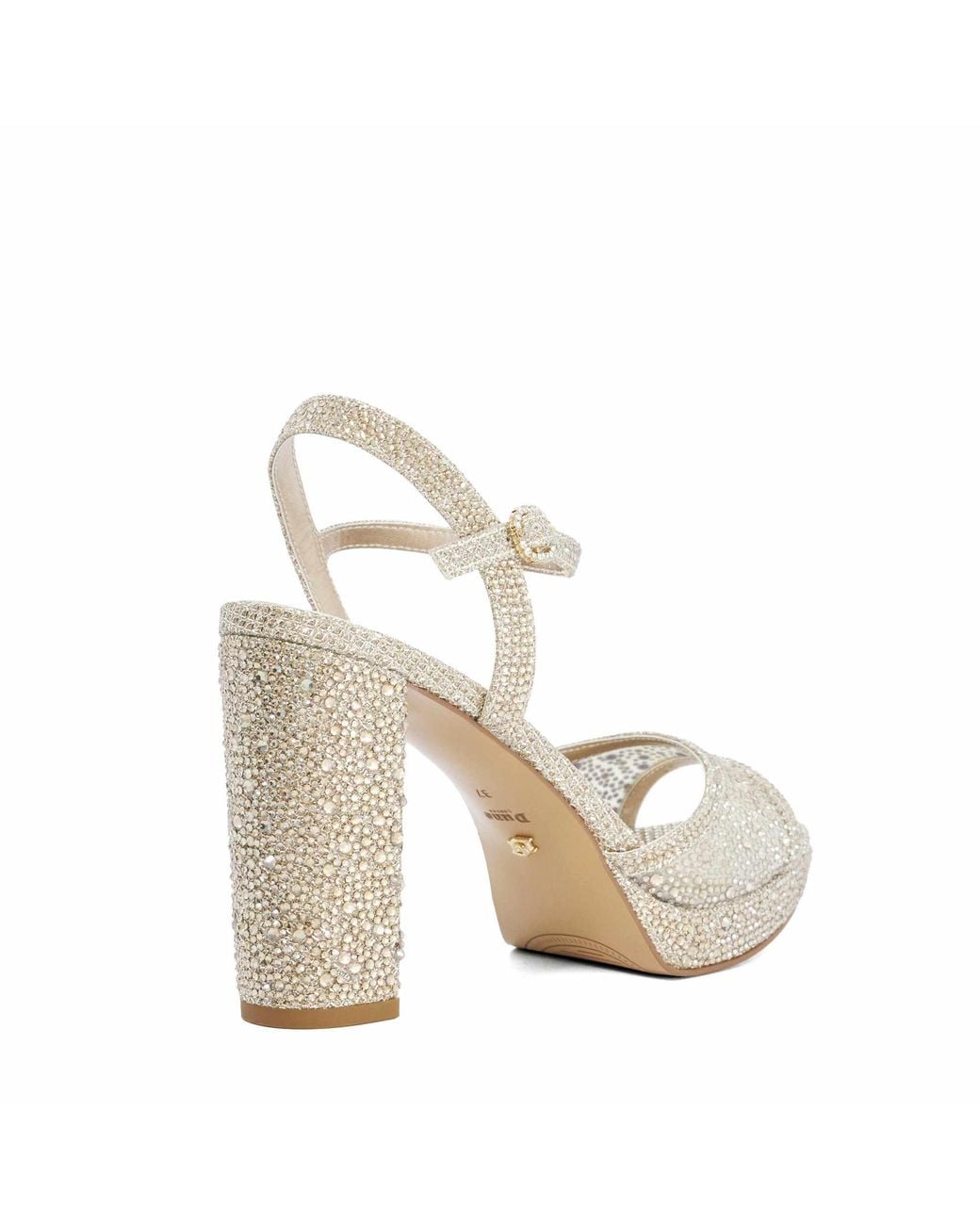 Dune White Mesmerizing Embellished Platform Sandals