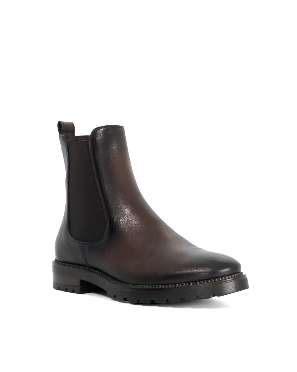 Dune Brown Poema Cleated Sole Chelsea Ankle Boots