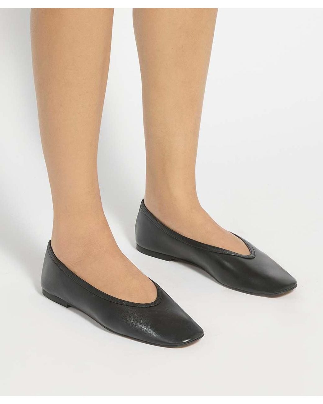 Dune Blue Hetta Leather Ballet Flats