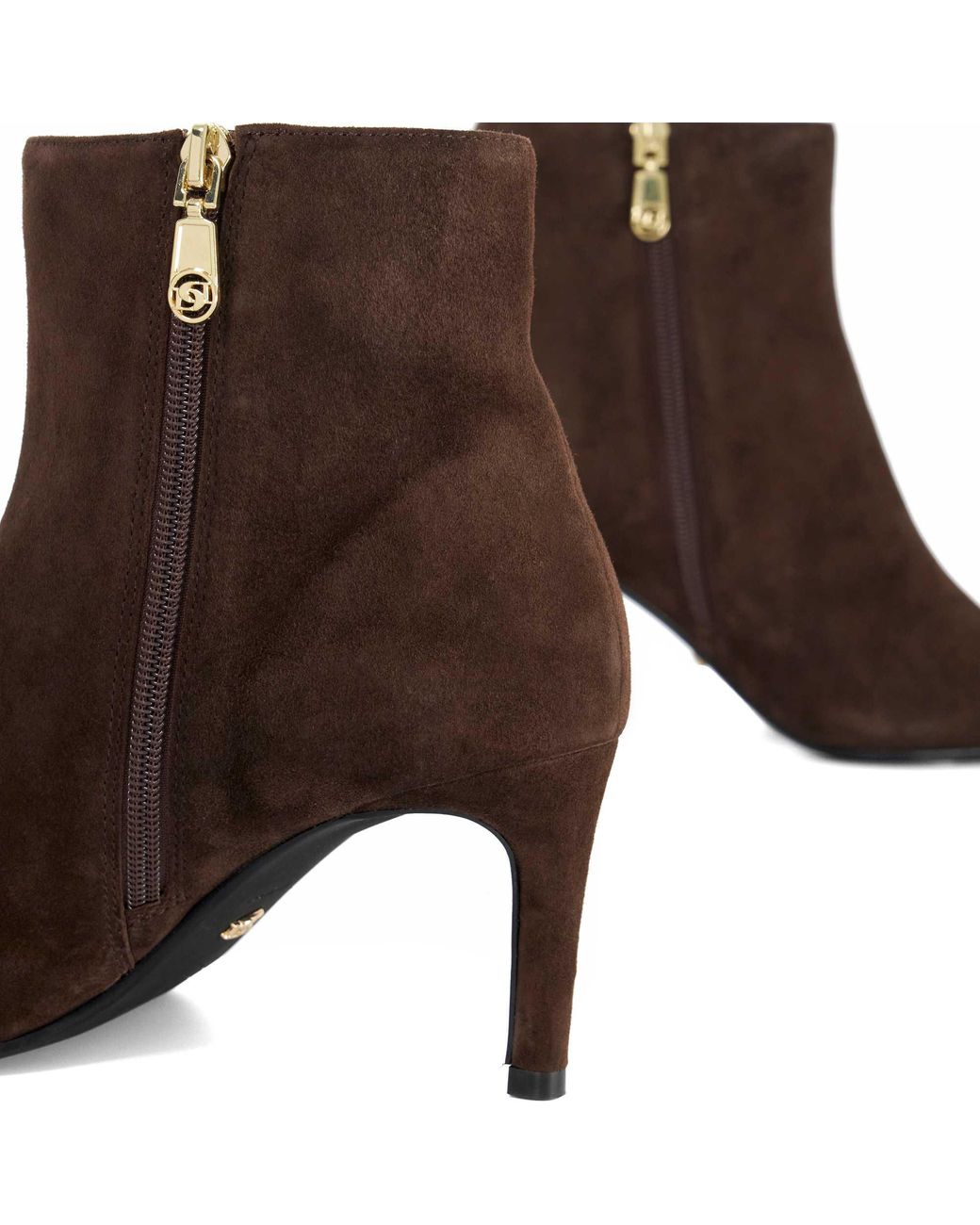 Dune Brown Wf Obsessively Wide Fit Pointed Toe Heel Ankle Boots