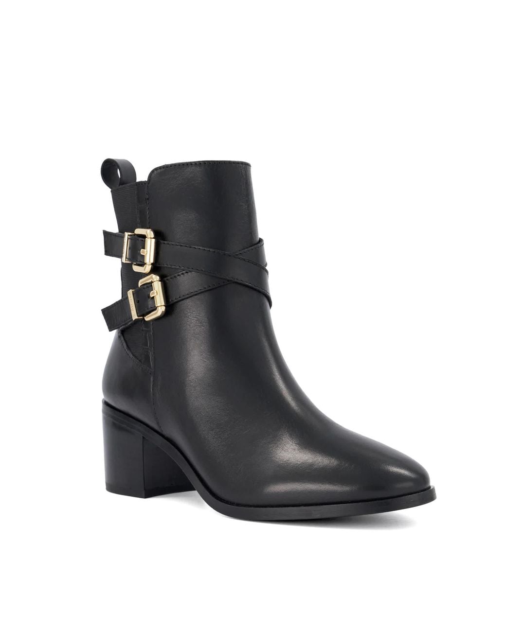 Dune Black Pabbi Buckle-Detail Ankle Boots