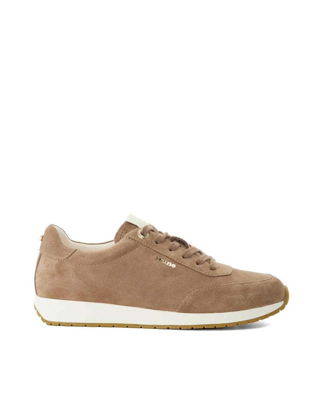 Dune Natural Ettah Suede Lace-Up Runner Trainers