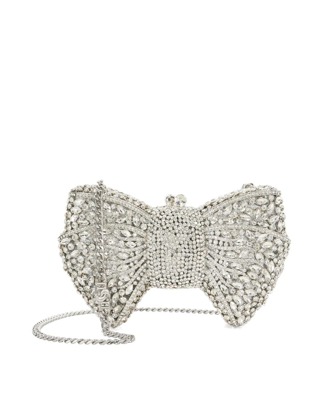 Dune Gray Enchant Embellished Bow Clutch Bag