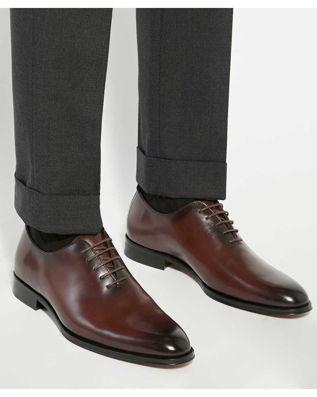 Dune Brown Sylvester Premium Wholecut Leather Sole Lace-Ups for men